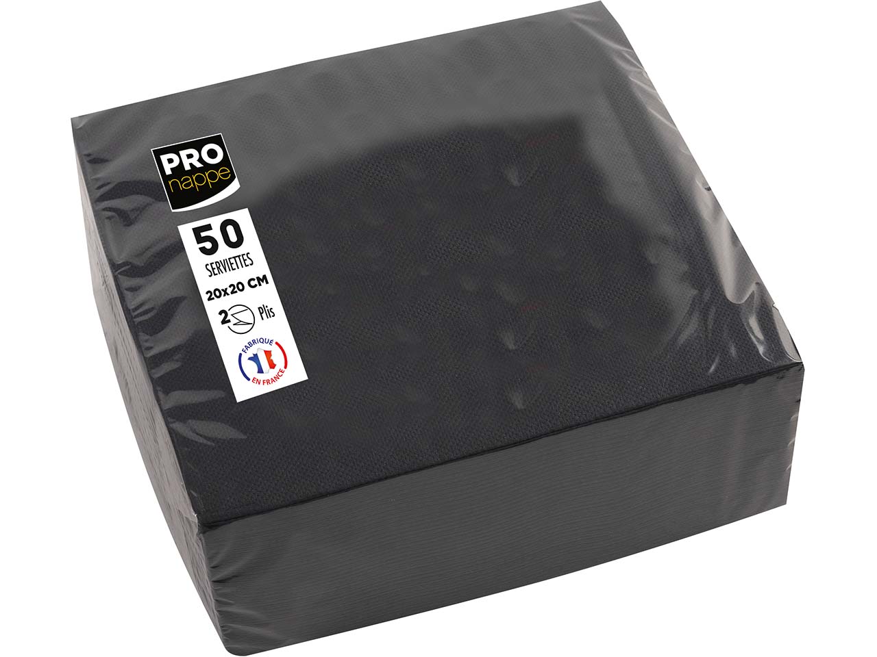 50 ProNappe Cocktail-Servietten 20 x 20 cm, schwarz