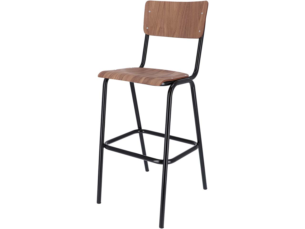 Jan Kurtz Barhocker "Zero" H 75 cm, aus Stahlrohr schwarz & Nussbaum