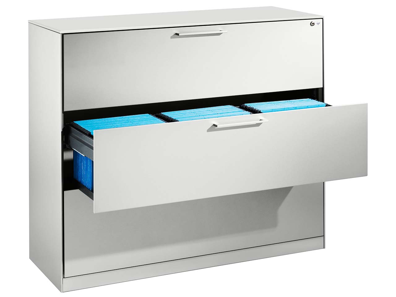 Hängeregistraturschrank "CONTACT", Höhe 101 cm  (BxT) 120 x 43,5, silber