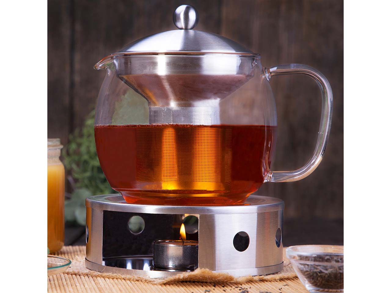 CHG Teekanne mit Filtereinsatz und Stövchen
