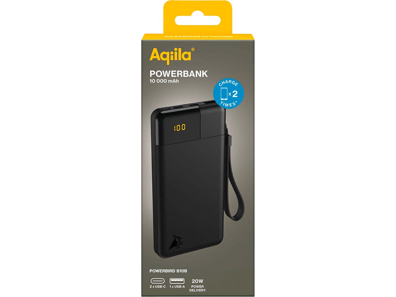 Aqiila Powerbank "Powerbird B10" 10.000 mAh, schwarz