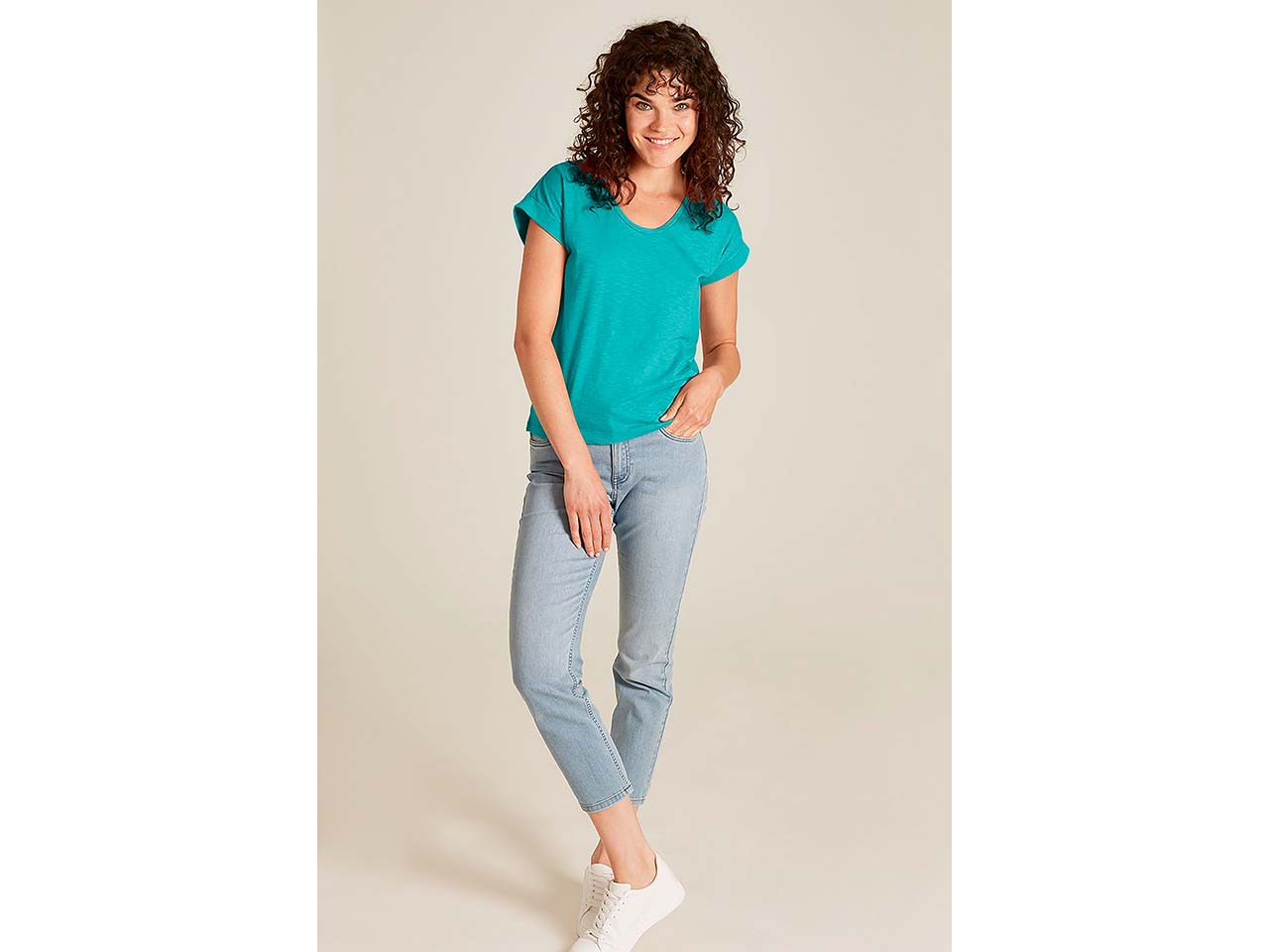 tranquillo Bio-Damen-T-Shirt mit Roll-Up-Ärmel, lake, Gr. S