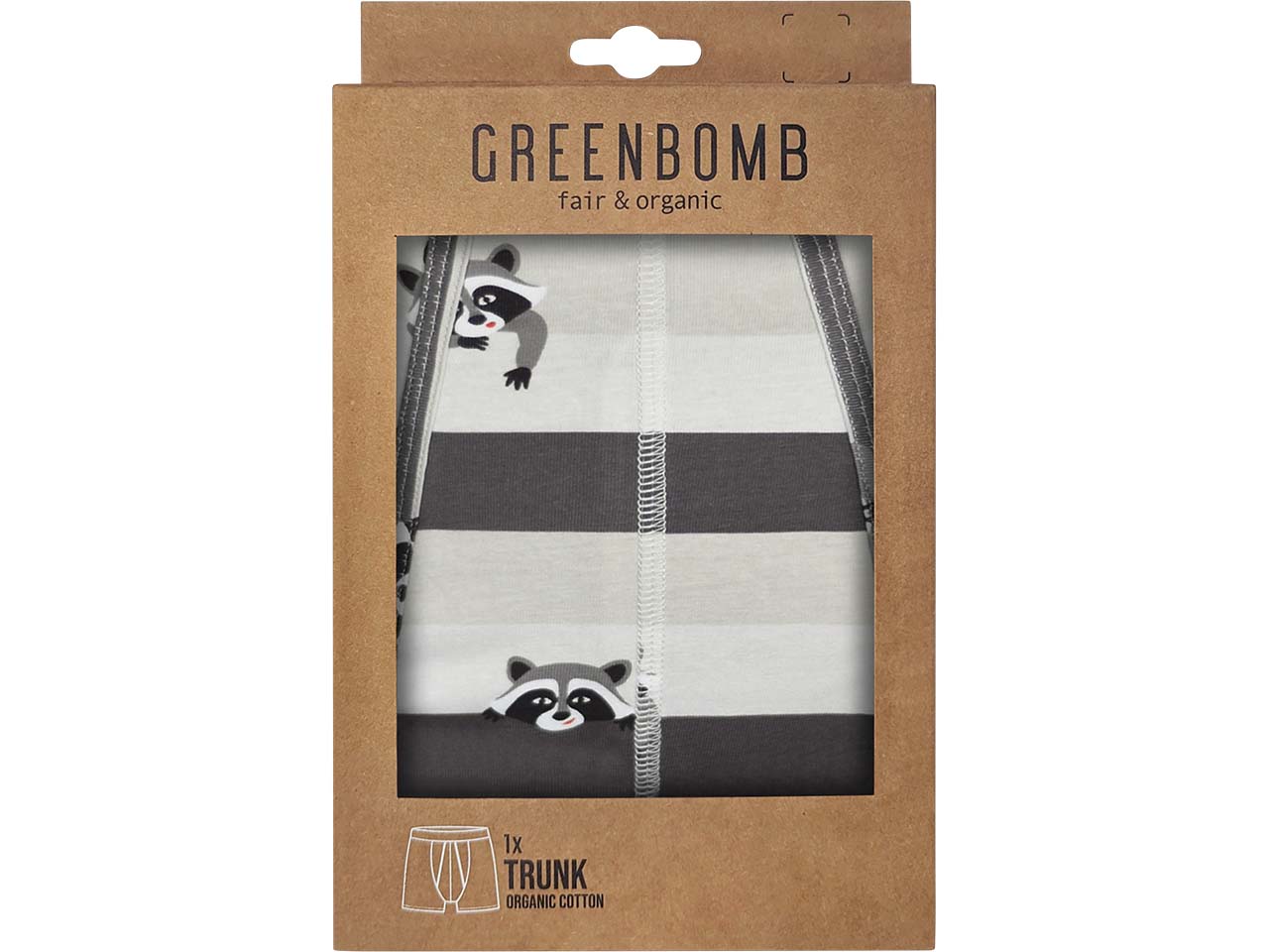 GREENBOMB Bio-Herren-Boxershort "Raccoon", heather grey, Gr. M