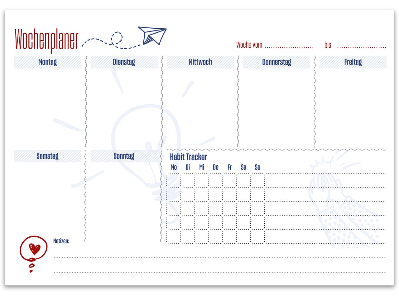 Staufen Wochenplaner aus Recyclingpapier DIN A4 quer, 52 Blatt, 90 g/m²