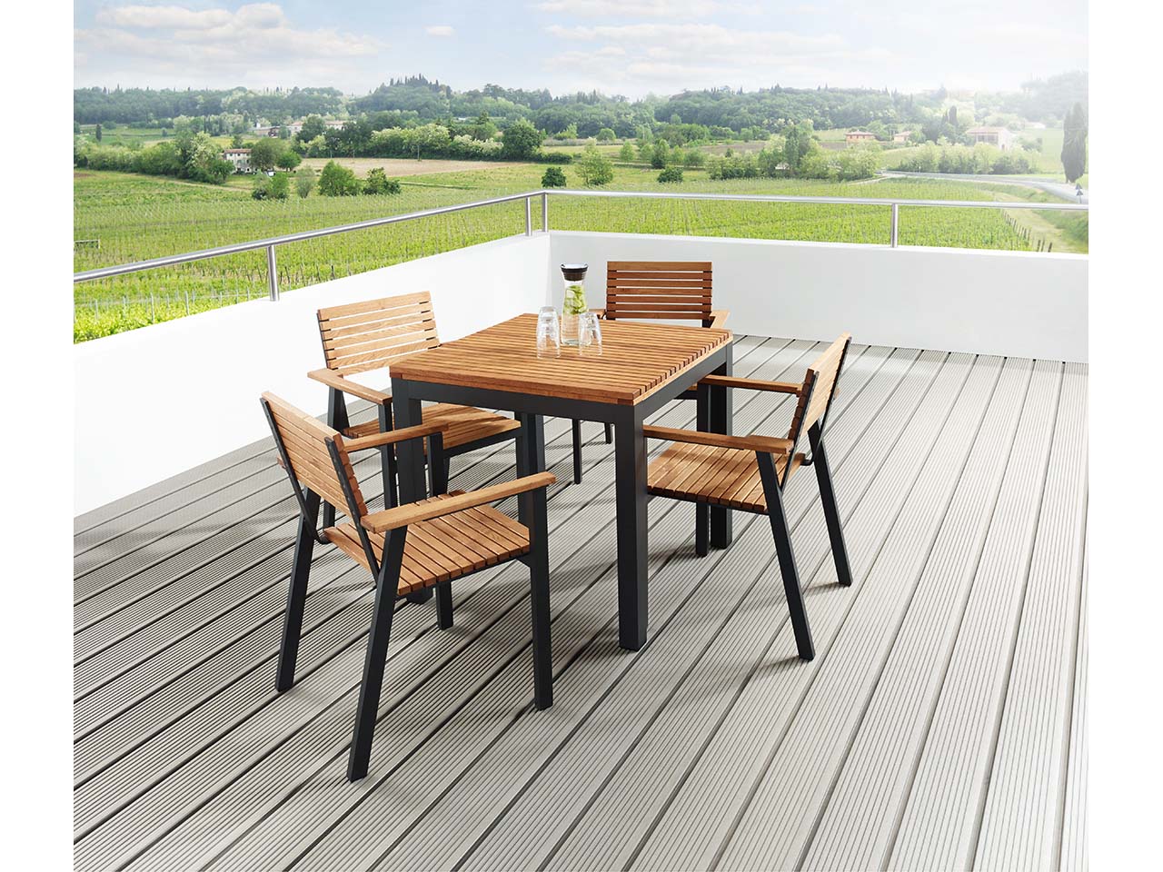 Gartenmöbel-Set 'Sassa' 5-teilig, 4 Sessel, 1 Tisch 80 x 80 cm