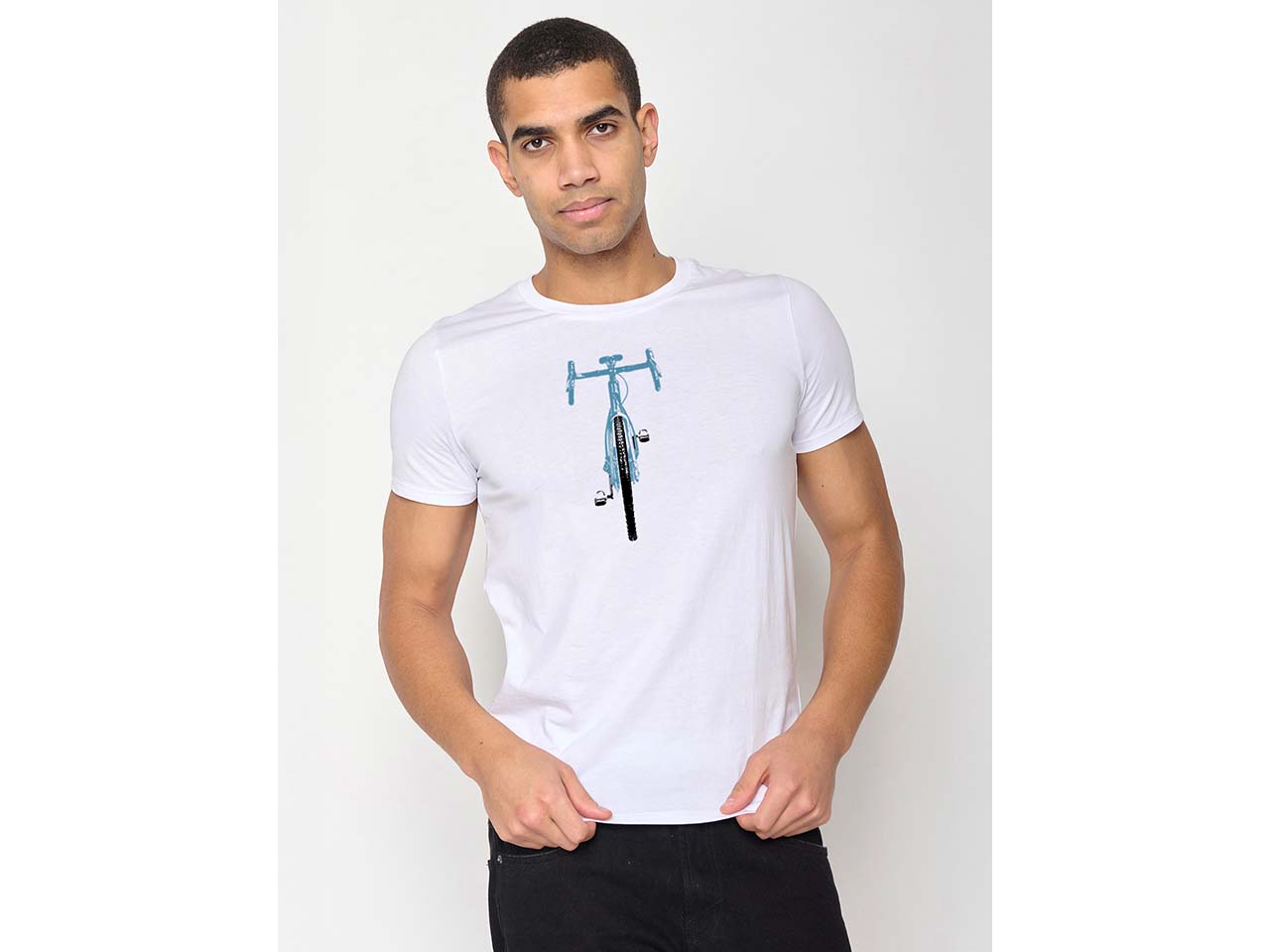 GREENBOMB Bio-Herren-T-Shirt 'Front Stamp' mit Rundhalsausschnitt, white, Gr. L