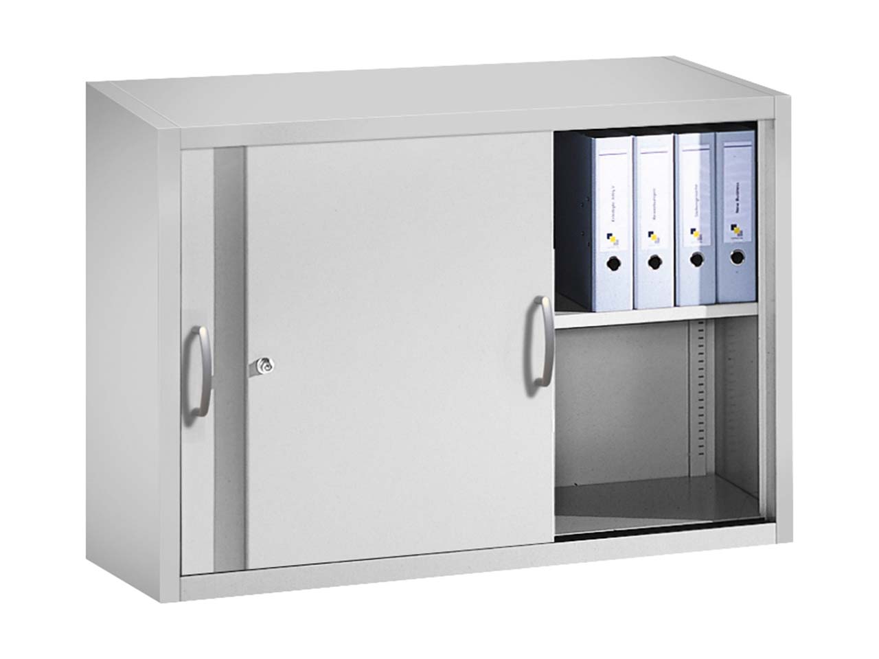 Aufsatzschrank für Schiebetürenschränke aus Stahl 120 cm breit lichtgrau  T 40  H 79