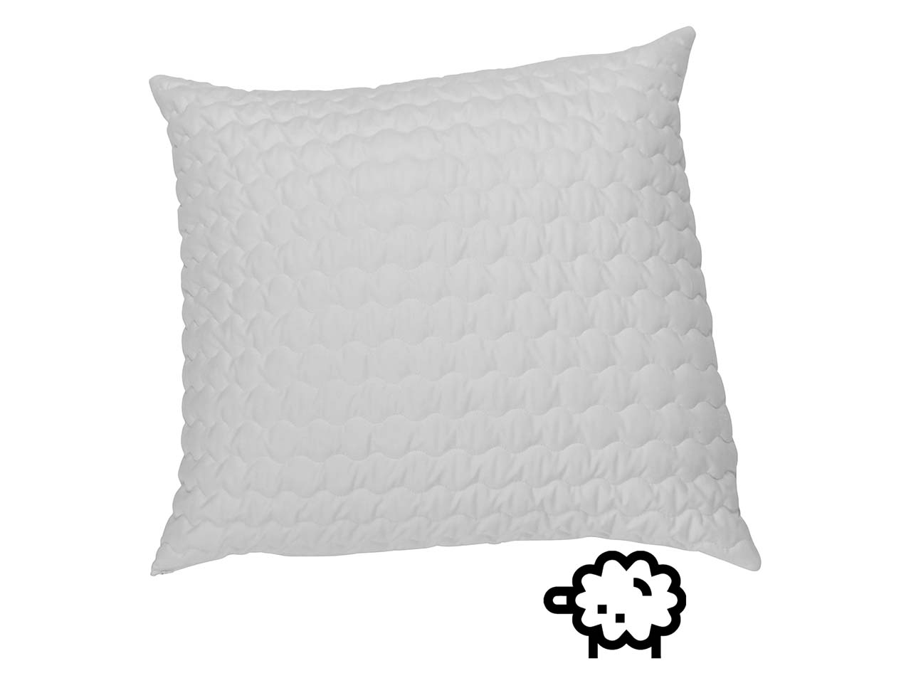 Kopfkissen mit Wellennaht 80 x 80 cm, mit Schafschurwollfüllung 1200g