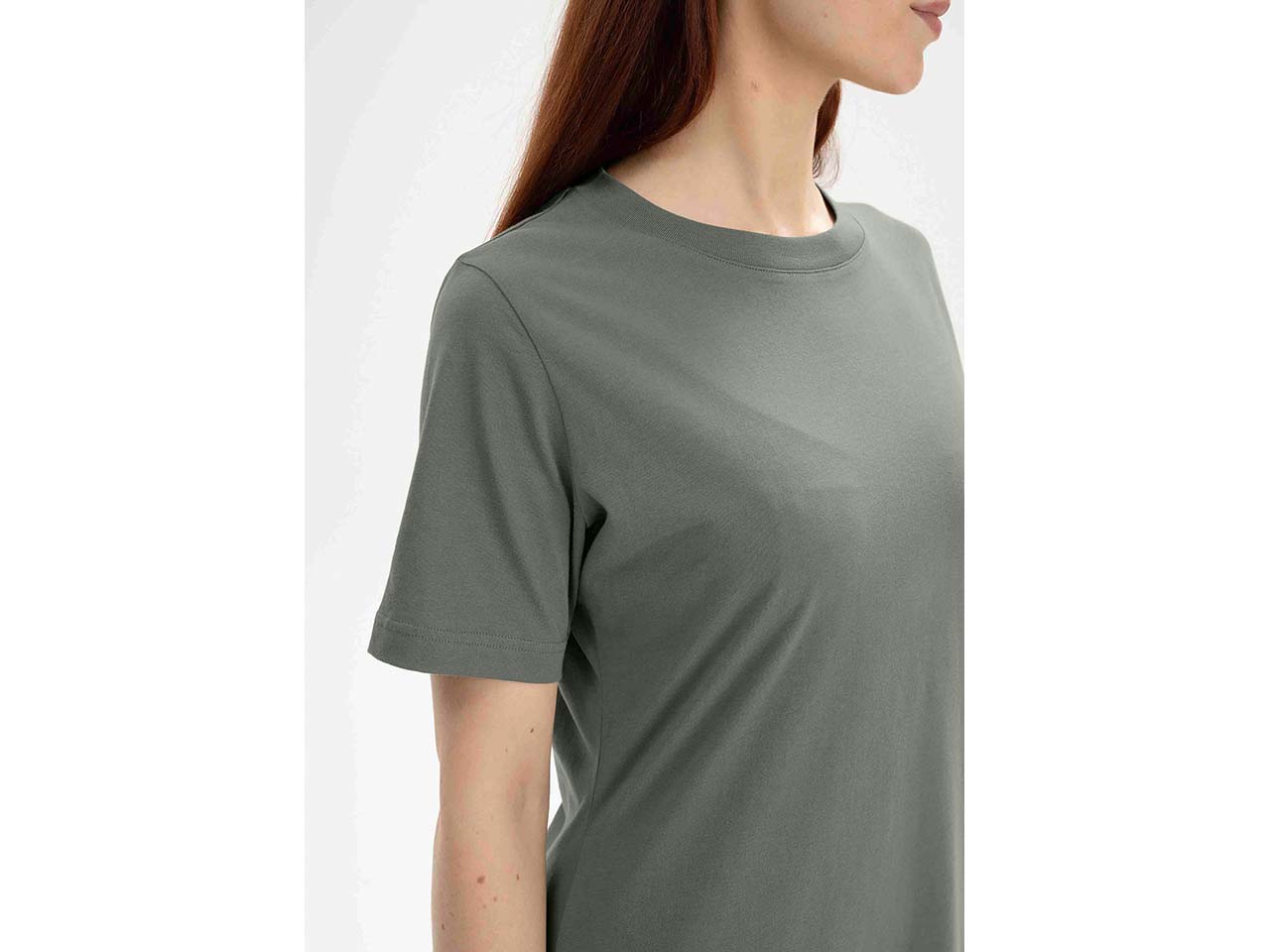 MELA Bio-Damen-Mini-T-Shirt-Kleid "DARSHAT" mit Rundhalsausschnitt, thymian, Gr. S
