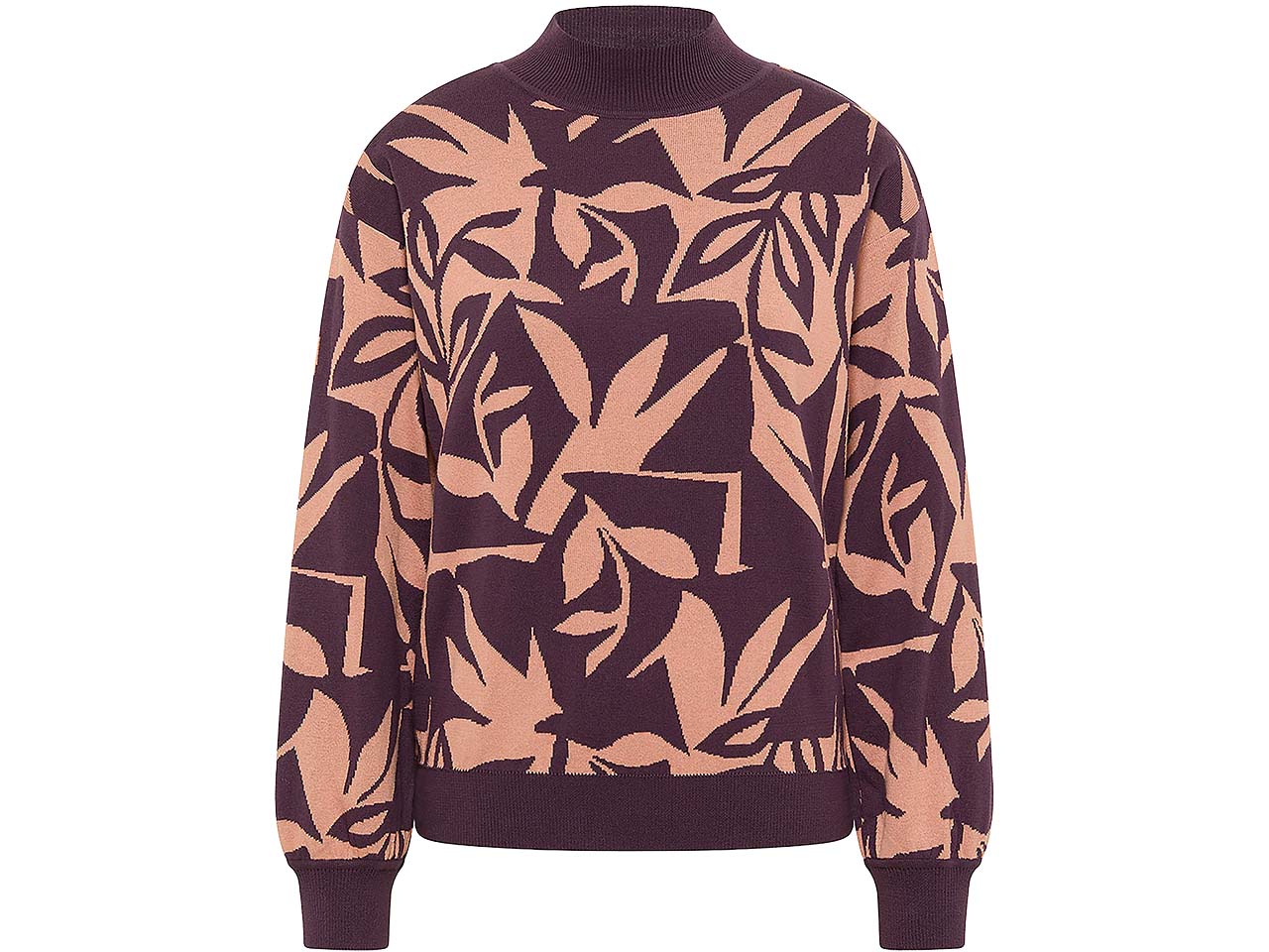 tranquillo Bio-Damen-Pullover mit dezentem Rollkragen, plum, Gr. M