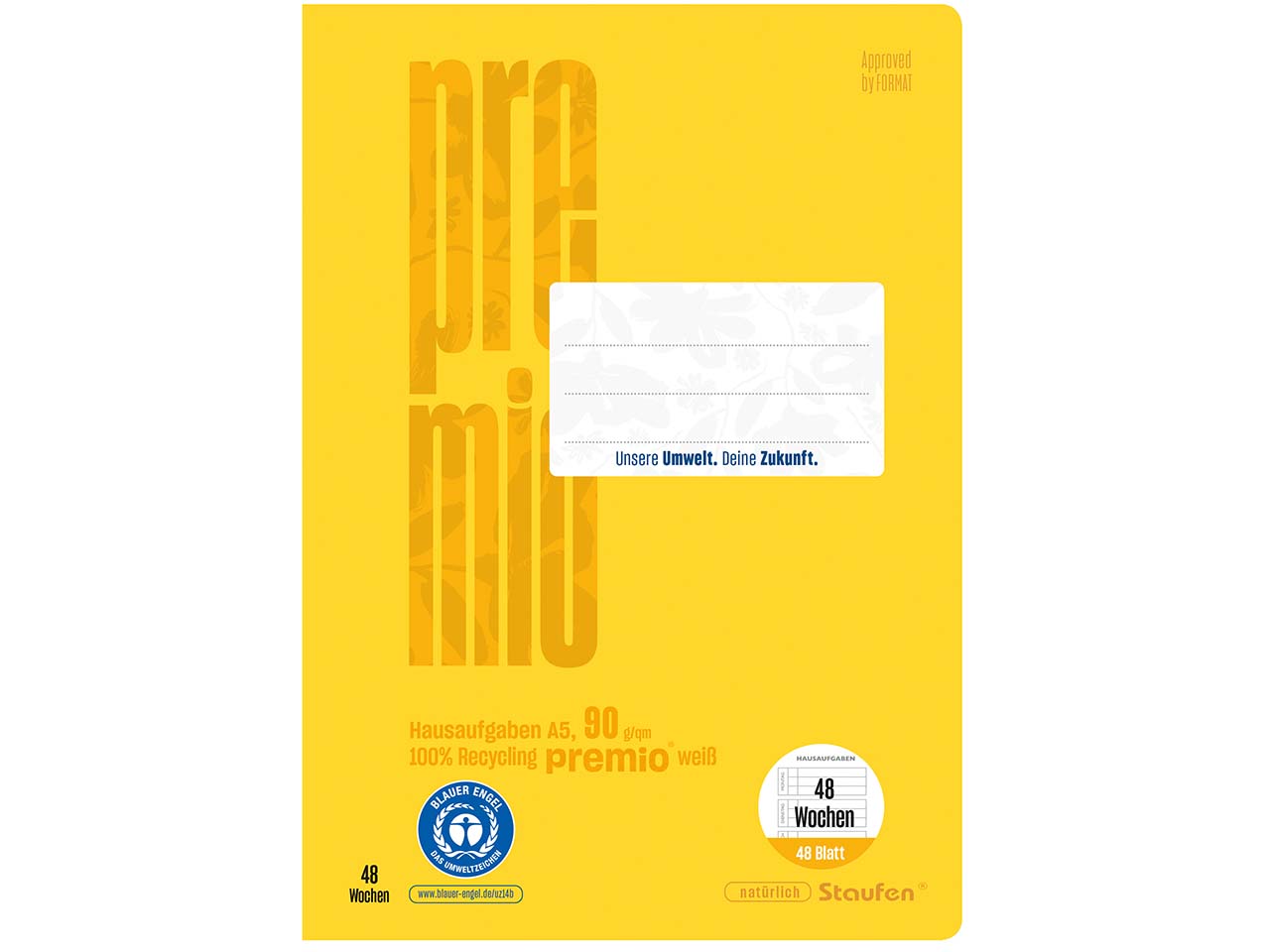 Staufen "Premio" Hausaufgabenheft DIN A5, 48 Blatt, 90 g/m²