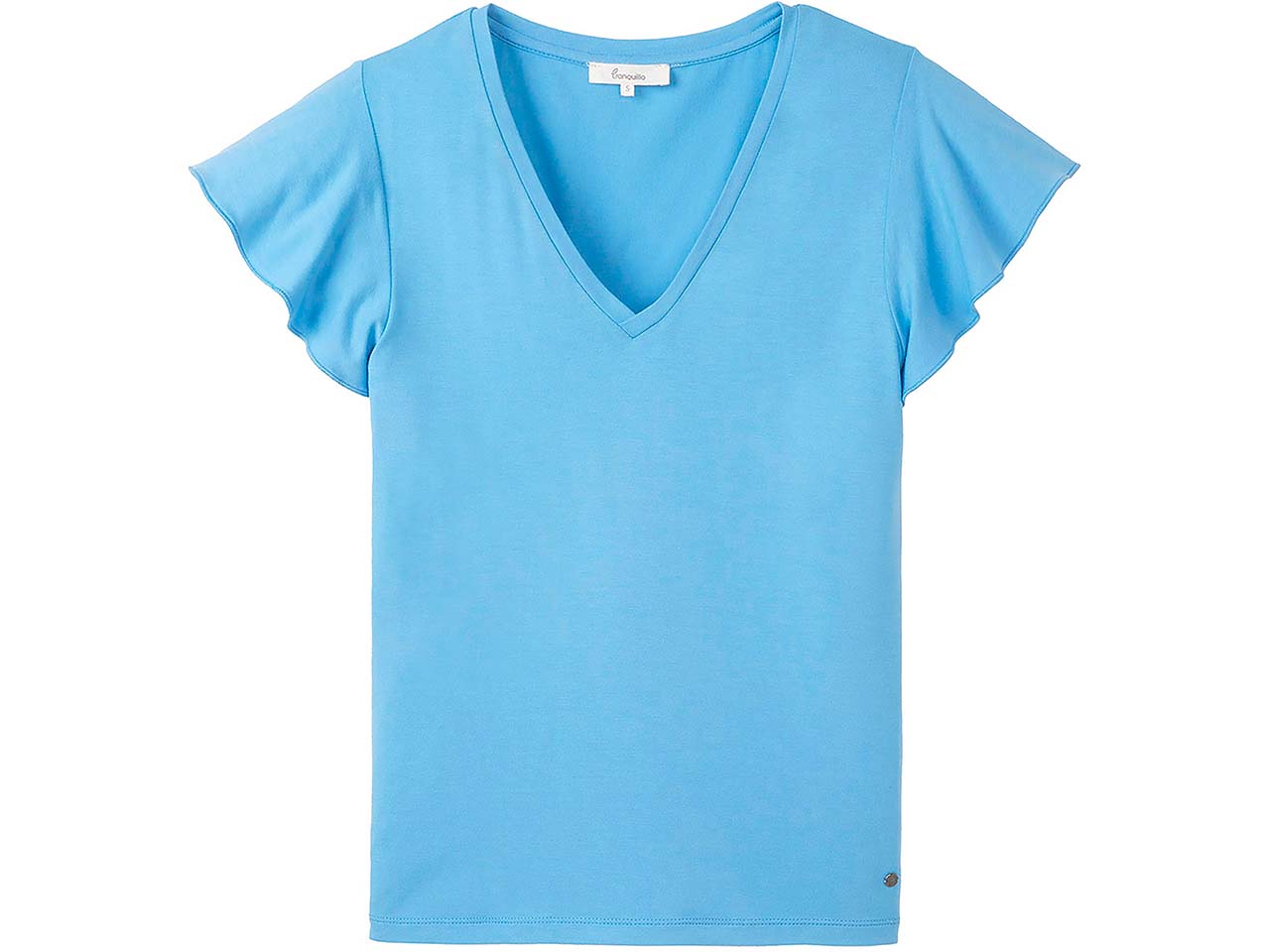 tranquillo Bio-Damen-T-Shirt mit Volant-Ärmel, marina, Gr. S