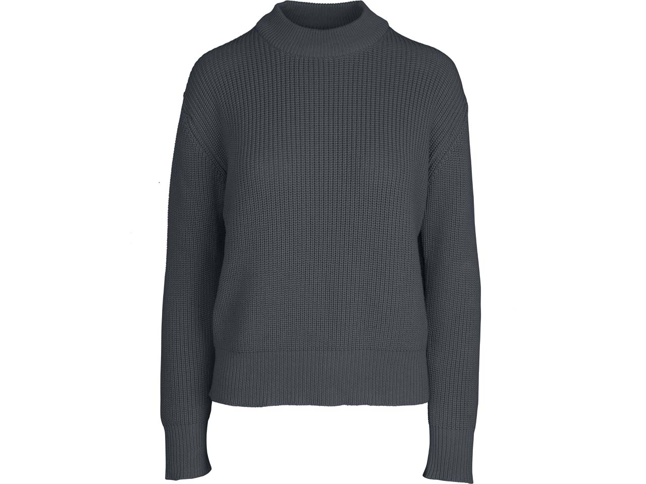 MELA Bio-Damen-Rippstrick-Pullover "MANIKA" mit Rundhalsausschnitt, anthrazit mel. Gr. L