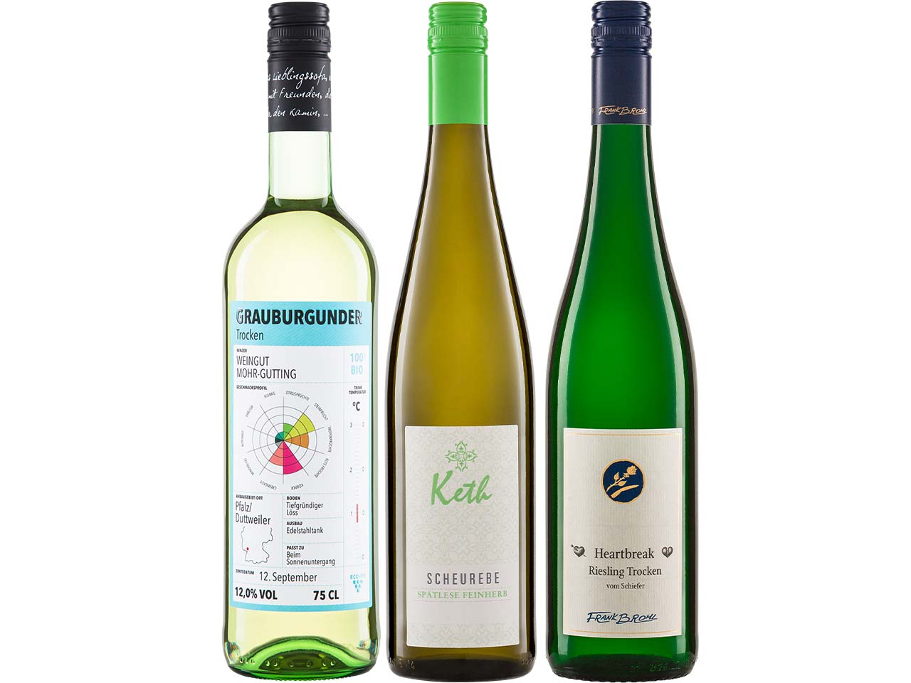 Bio-Weißwein-Paket "Deutsche Rebsorte" 3er-Set, 3 x 0,75 l