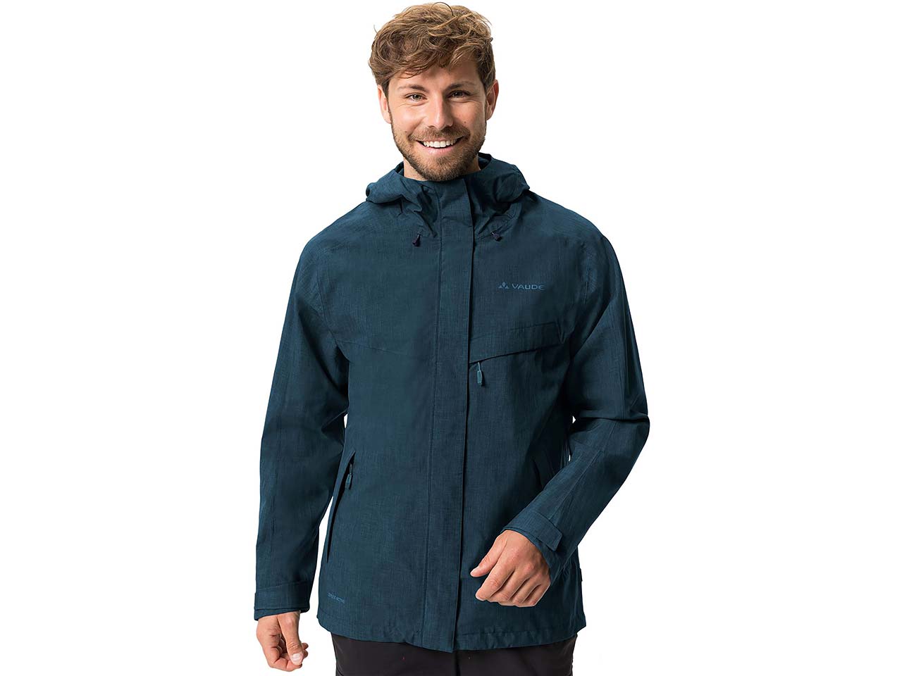 VAUDE Herren-Regenjacke "Rosemoor II" mit Brusttasche, dark sea, Gr. S