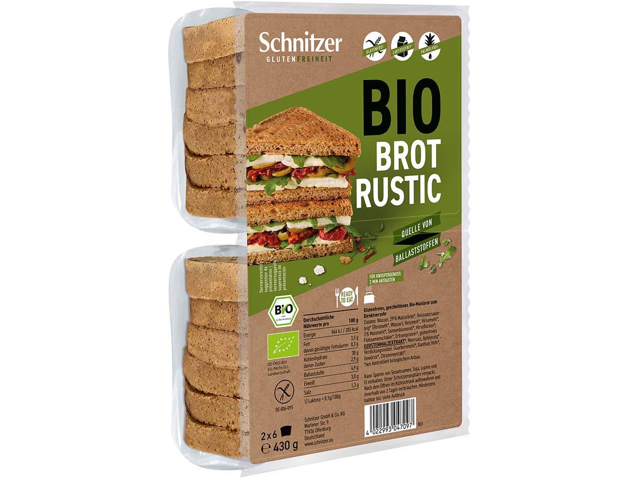 Schnitzer Bio-Brot "Rustic", glutenfrei, 430 g