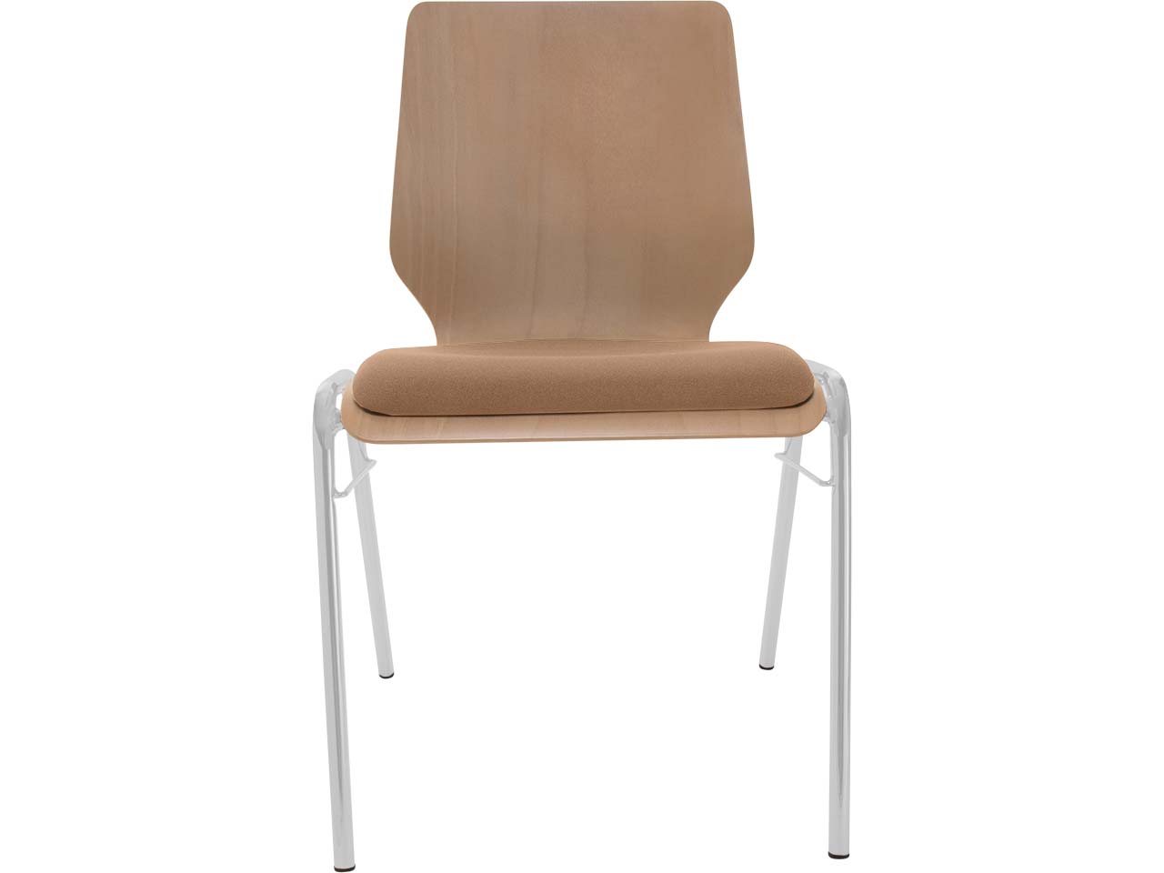 Besucherstuhl "A2" Buche, Gestell silber, Steg, Sitzpolster braun
