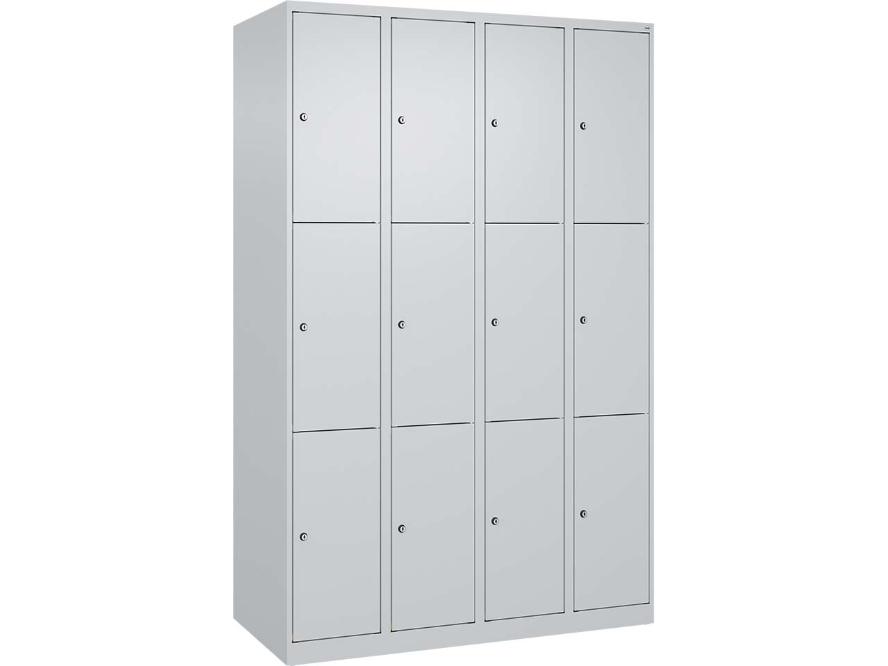 C+P Schließfachschrank Classic PLUS, 12 Fächer, 1850x1200x500mm, Lichtgrau/Lichtgrau