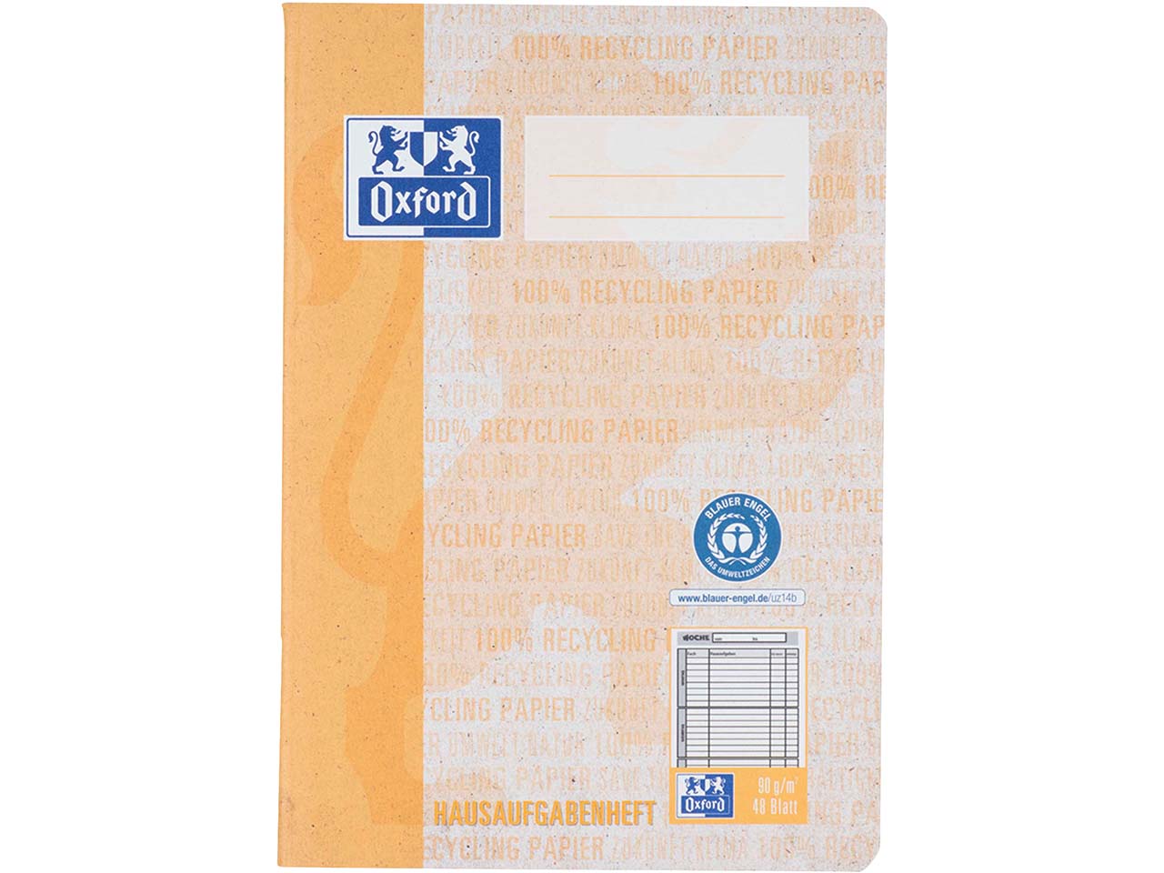 OXFORD Recycling-Hausaufgabenheft DIN A5, 48 Blatt, Sonderlineatur, 90 g/m²