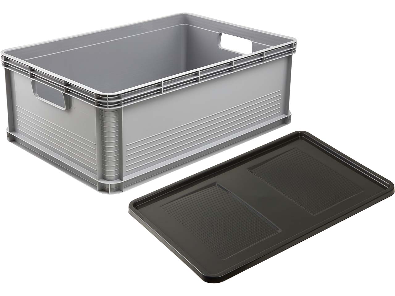keeeper Transportbox "Robert" mit Deckel "Roberta", stapelbar, 60x40x22 cm, 45 l, grau