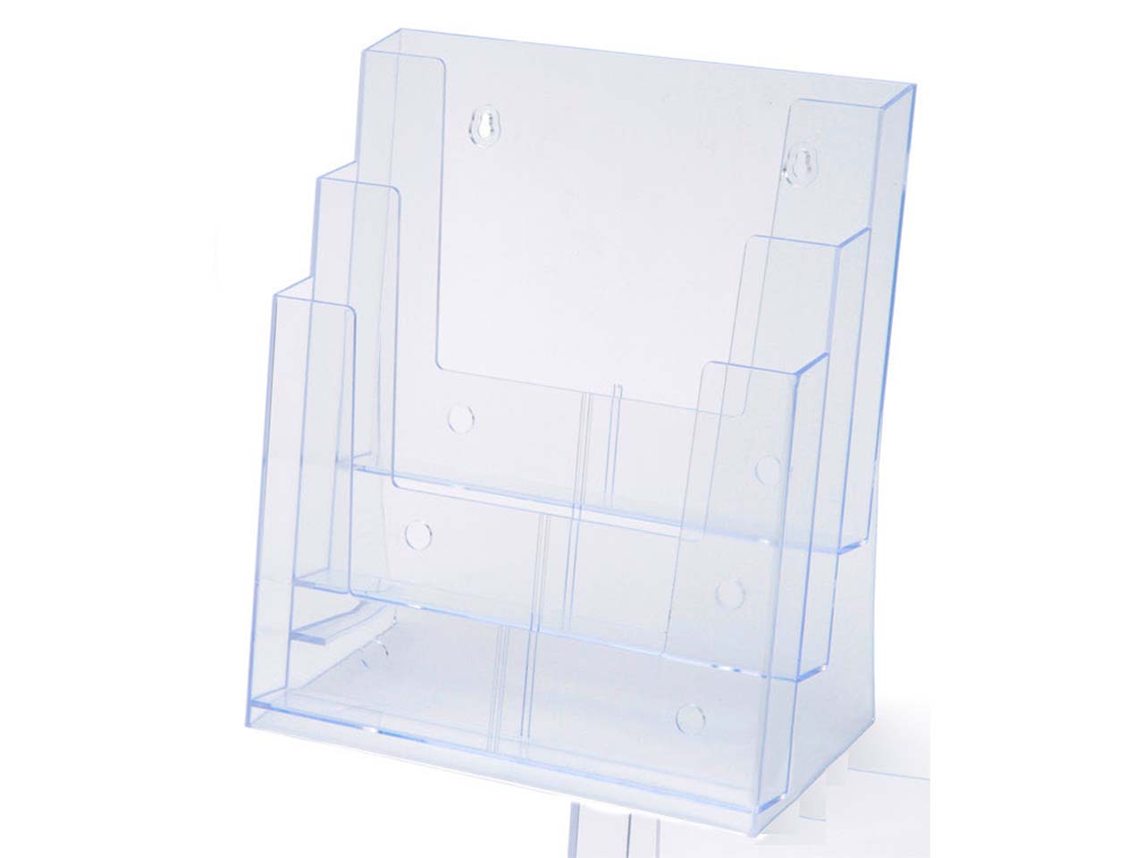 Prospekthalter aus Polystyrol für DIN A4, 3 Fächer