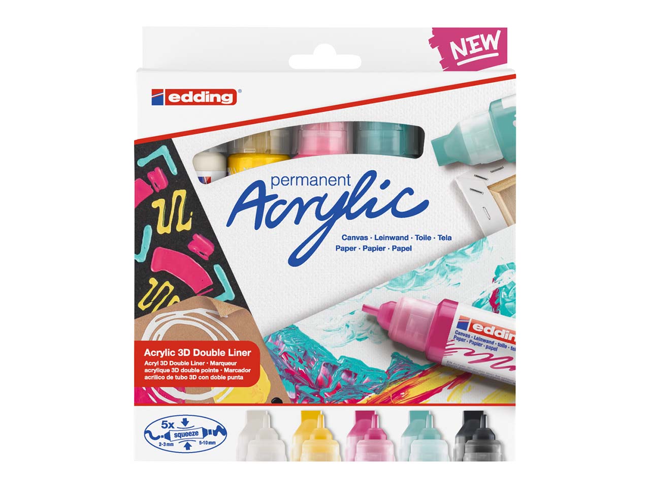 5 edding Doppel-Acrylmarker "Acrylic 5400 3D" basic, farbig sortiert