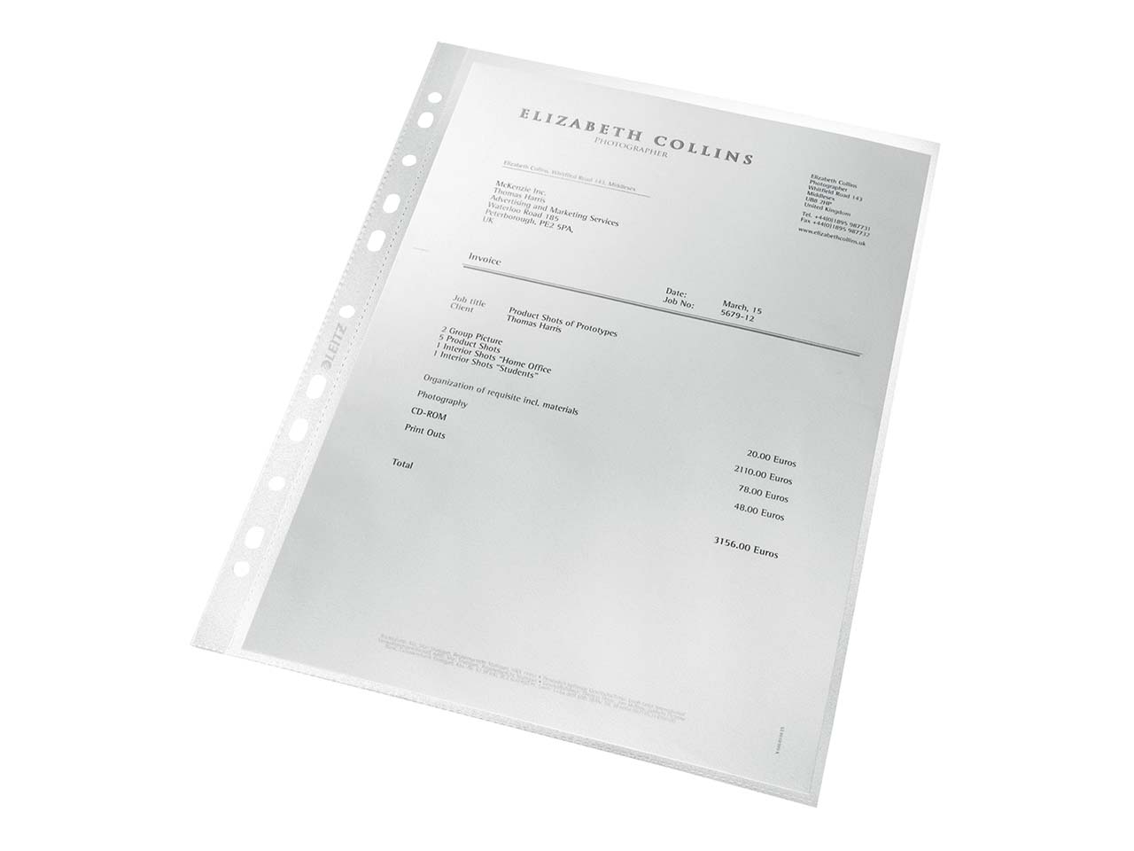 25 Leitz Prospekthüllen aus Recycling-PP DIN A4, genarbt, farblos, 110 µ