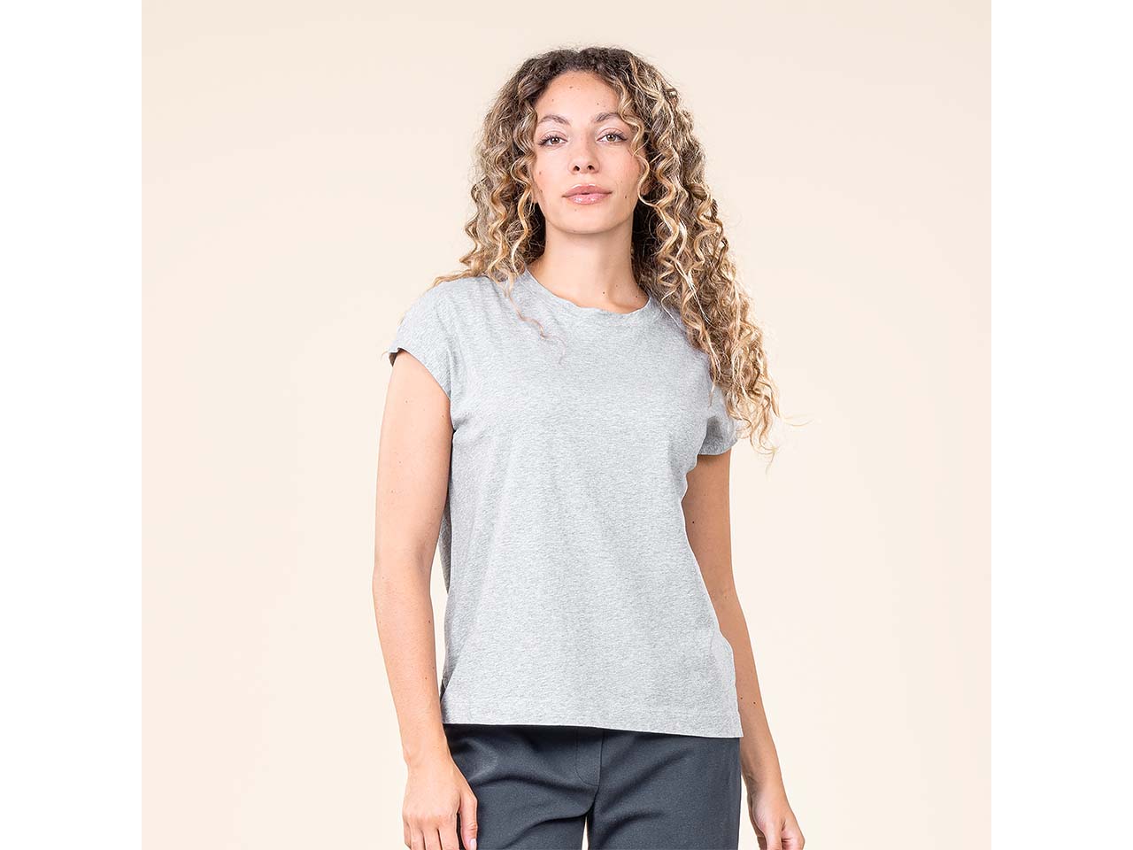 Living Crafts Bio-Damen-T-Shirt 'TIDA' mit kurzen Ärmel, grey melange, Gr. S