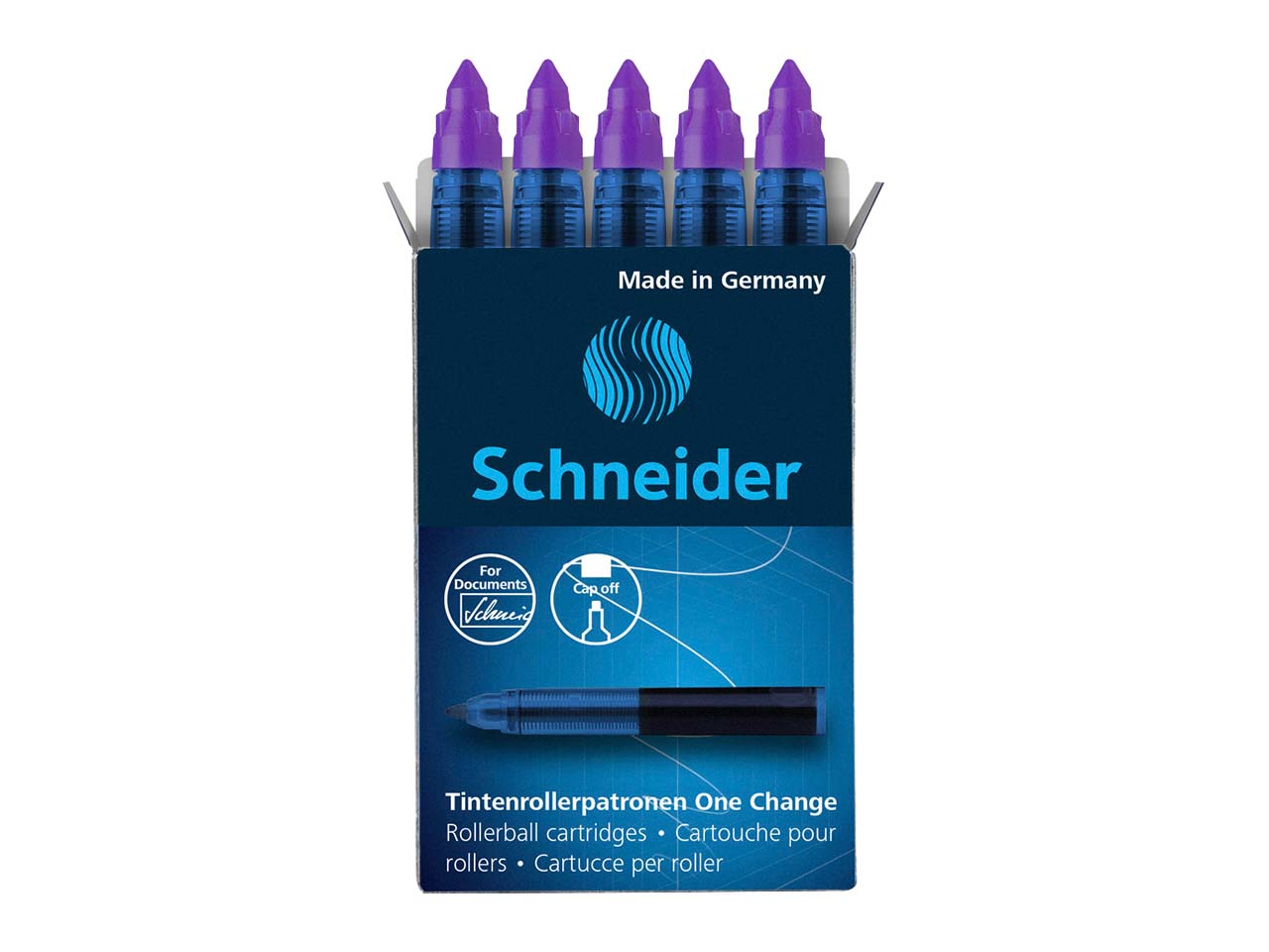 5 Schneider Ersatzpatronen für Tintenroller "One Change" lila