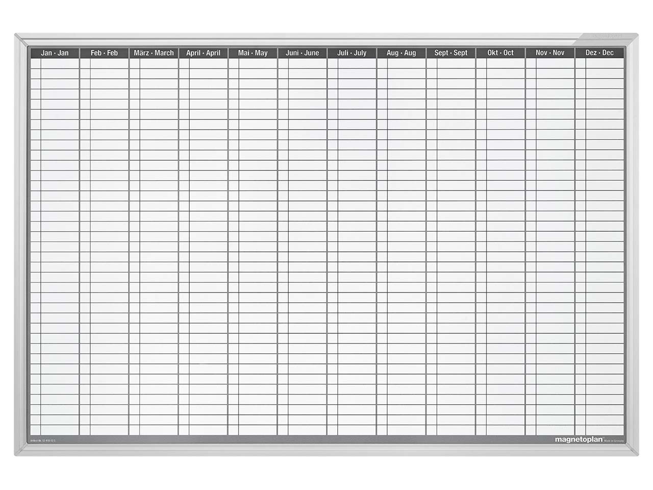 magnetoplan Whiteboard Plantafel, Jahresübersicht