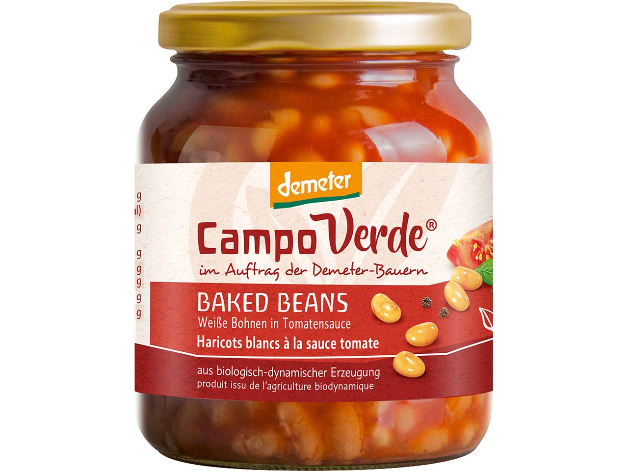 Campo Verde Bio-Baked-Beans, weiße Bohnen in Tomatensauce, 350 g