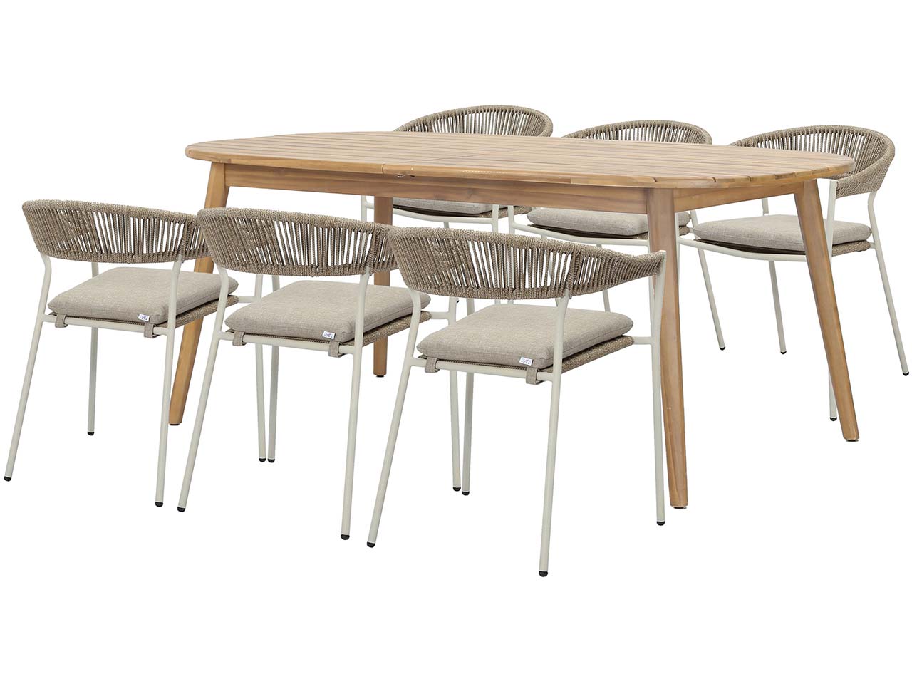 Gartenmöbel-Set "Siena & Sebastian", 7-teilig, 6 Stühle, Tisch 100 x 180/240 cm, sand