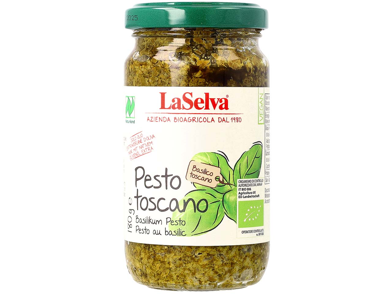 LaSelva Bio-Pesto "Toscano" mit Basilikum, 180 g