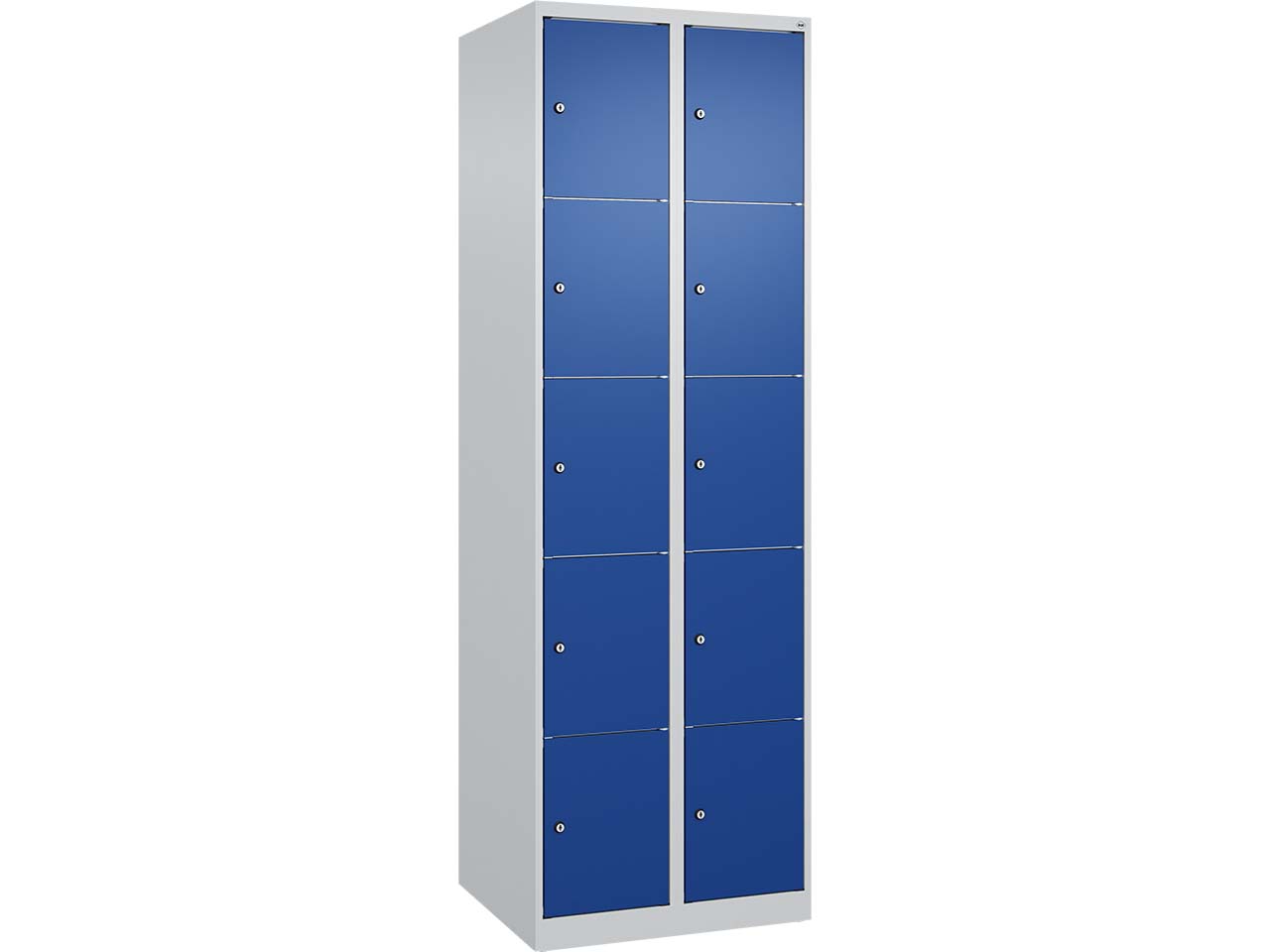 C+P Schließfachschrank Classic PLUS, 10 Fächer, 1850x600x500mm, Lichtgrau/Enzianblau