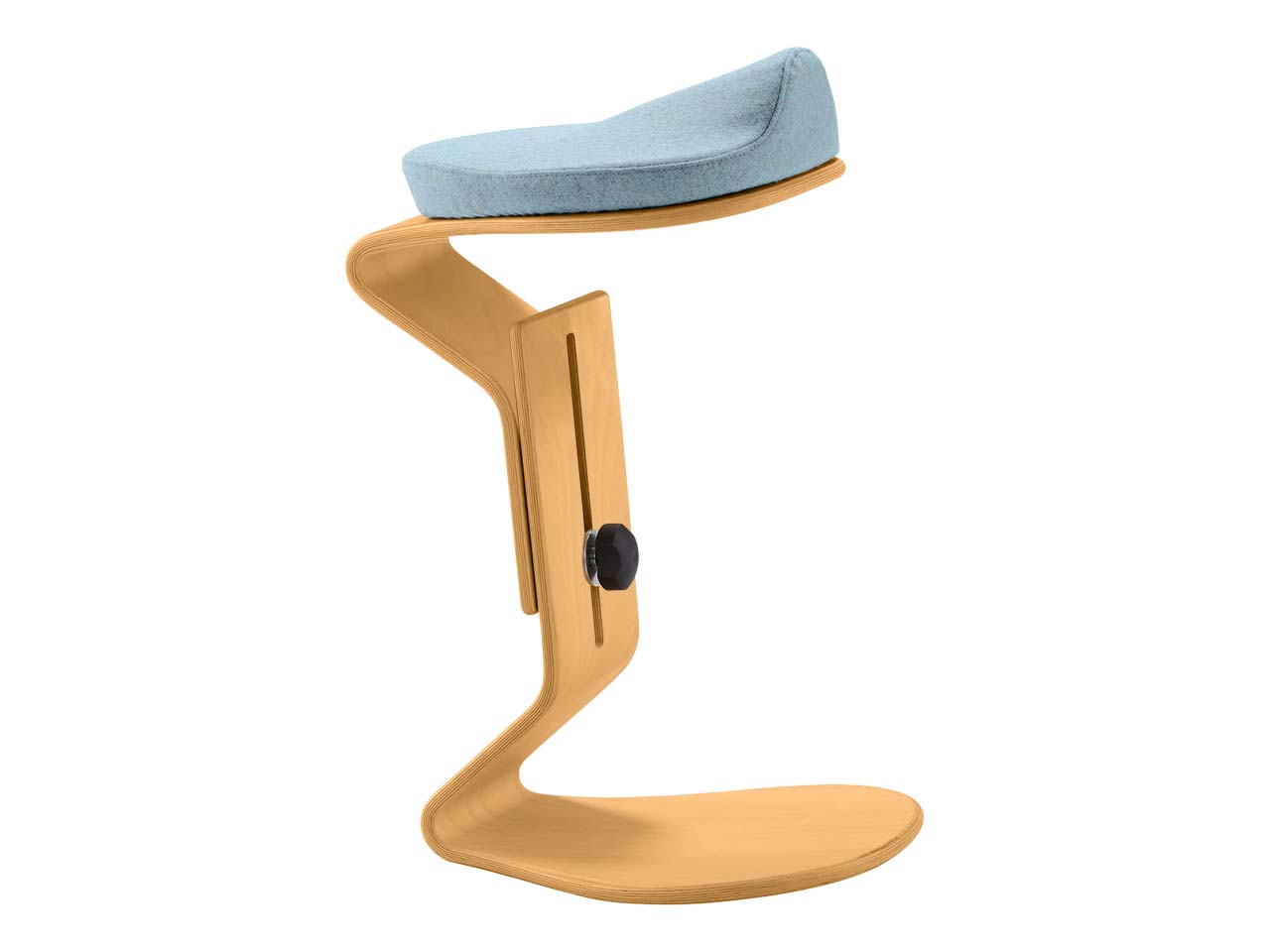 Bewegungshocker "Ercolino" höhenverstellbar mit 3D Sitz, Buche, blau