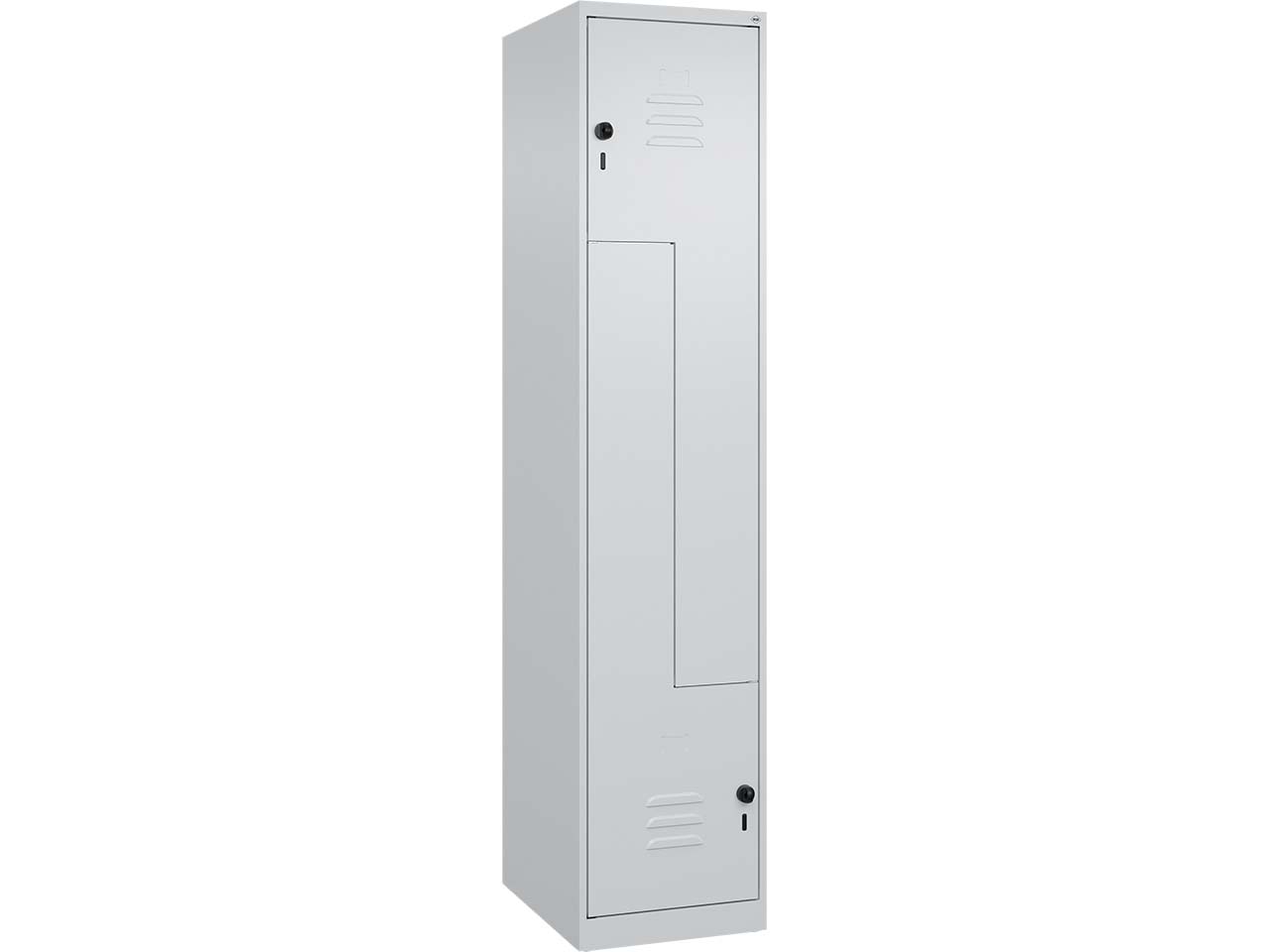 C+P Z-Spind Classic PLUS, 2 Fächer, 1850x400x500mm, Lichtgrau/Lichtgrau