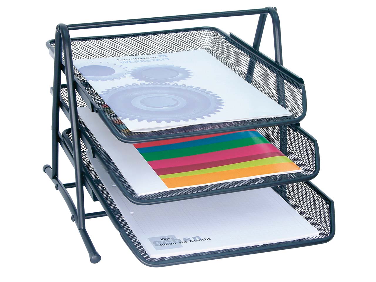 3er Briefablage Metall schwarz