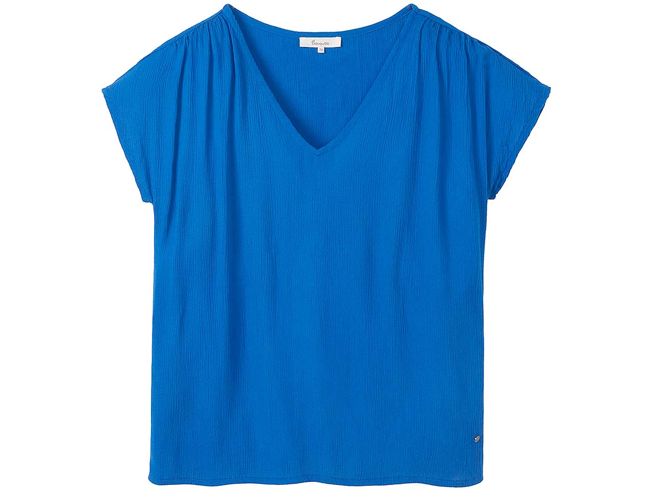 tranquillo Damen-T-Shirt mit dezenten Raffungen, dazzling blue, Gr. 36