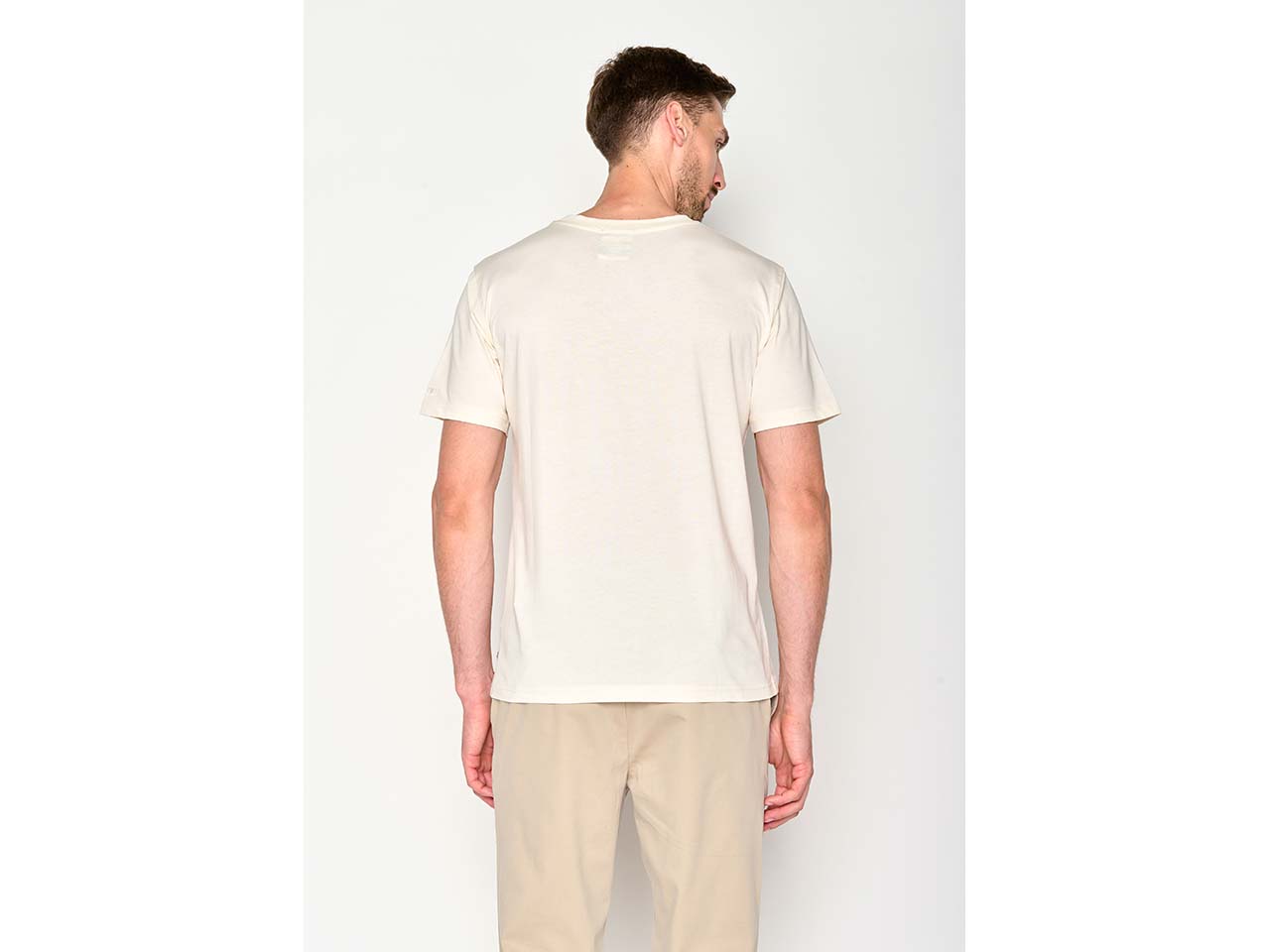 GREENBOMB Bio-Herren-T-Shirt "Forest Happy" mit Rundhalsausschnitt, creme white, Gr. M