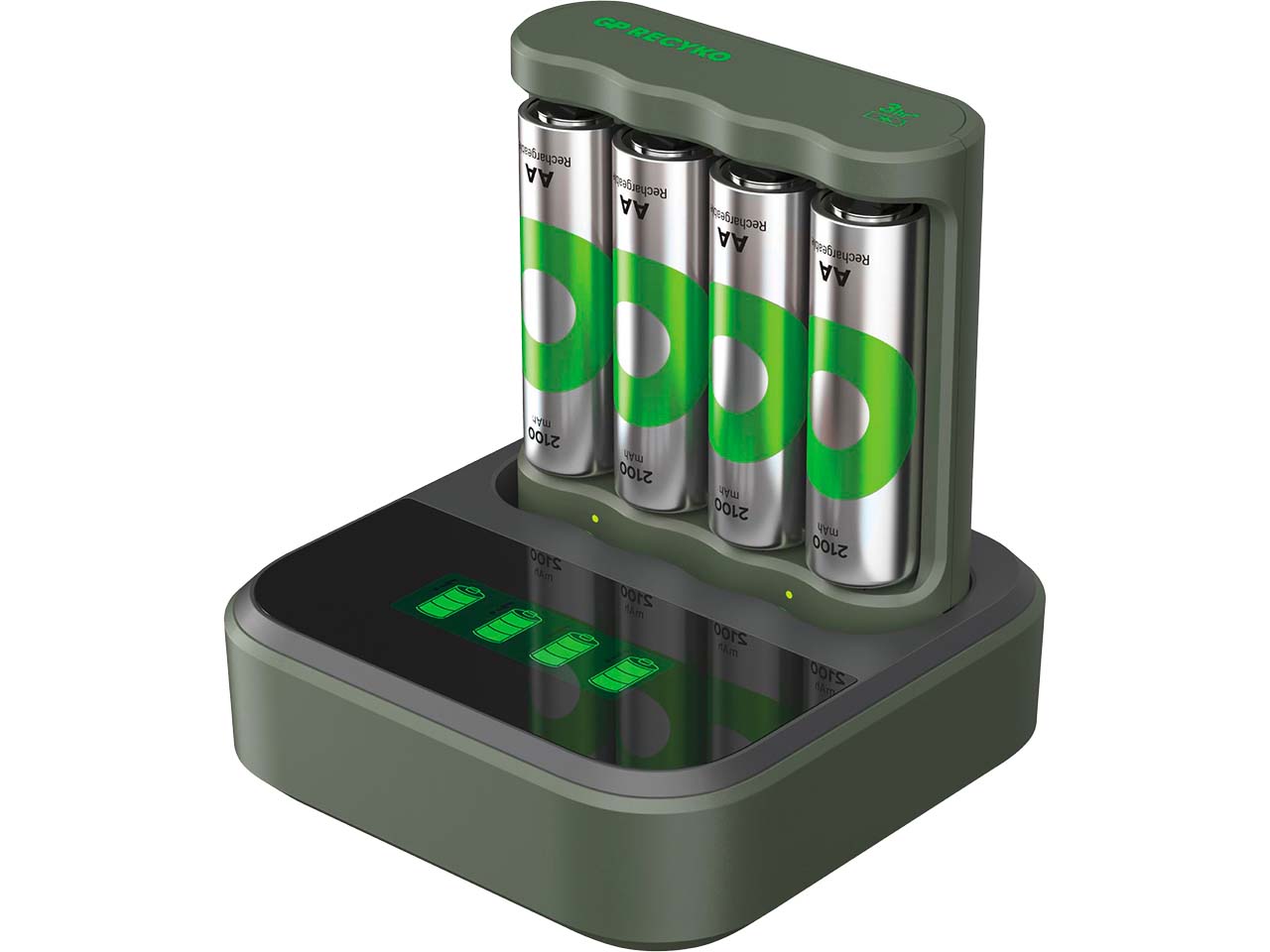 GP Battery USB-Ladegerät mit Ladestation "GP B441" inkl. 4 x RECYKO AA 2.100 mAh
