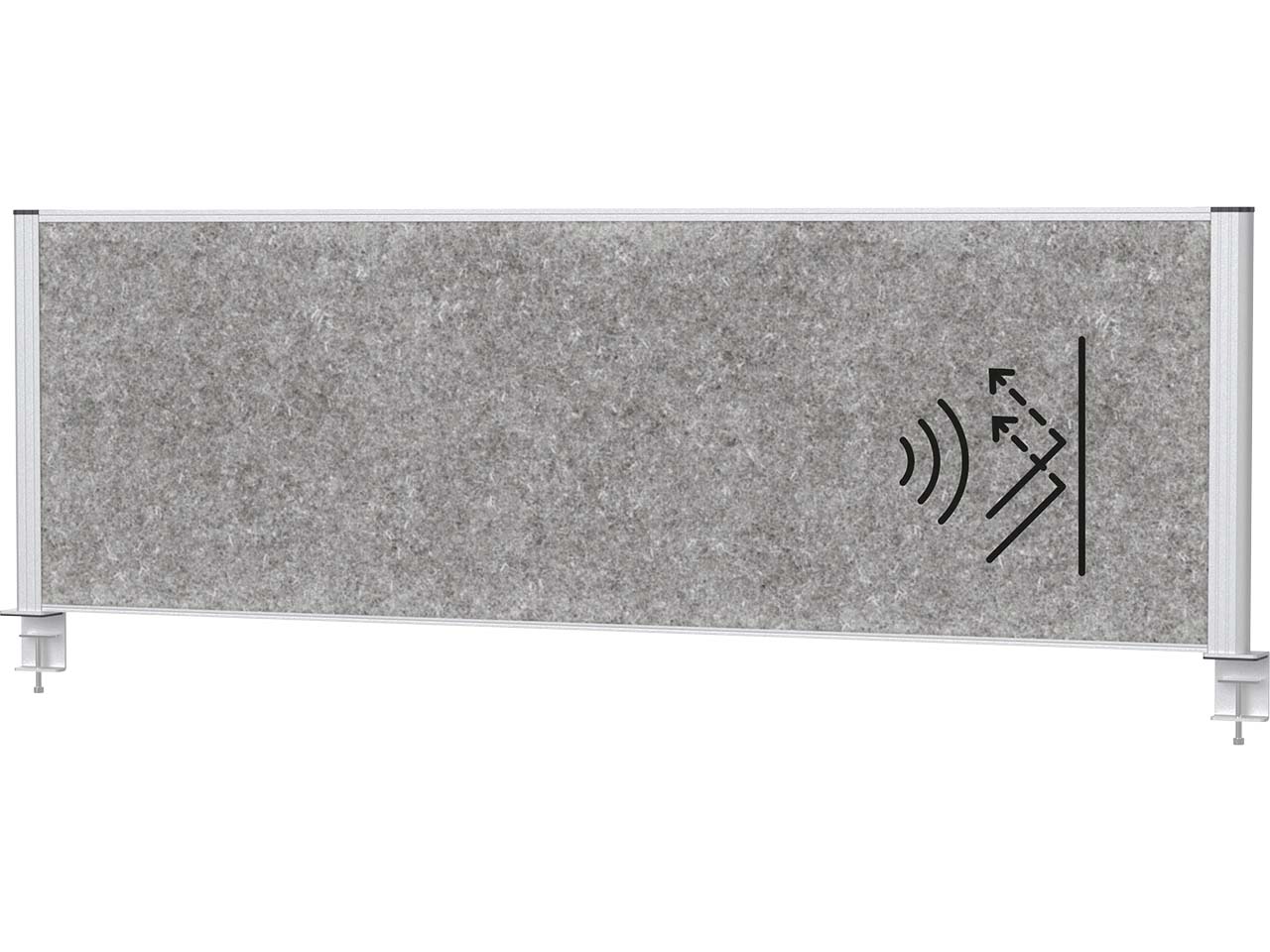 MAUL Tisch-Trennwand "MAULconnecto" silber, Akustik 160 x 50 cm, dunkelgrau