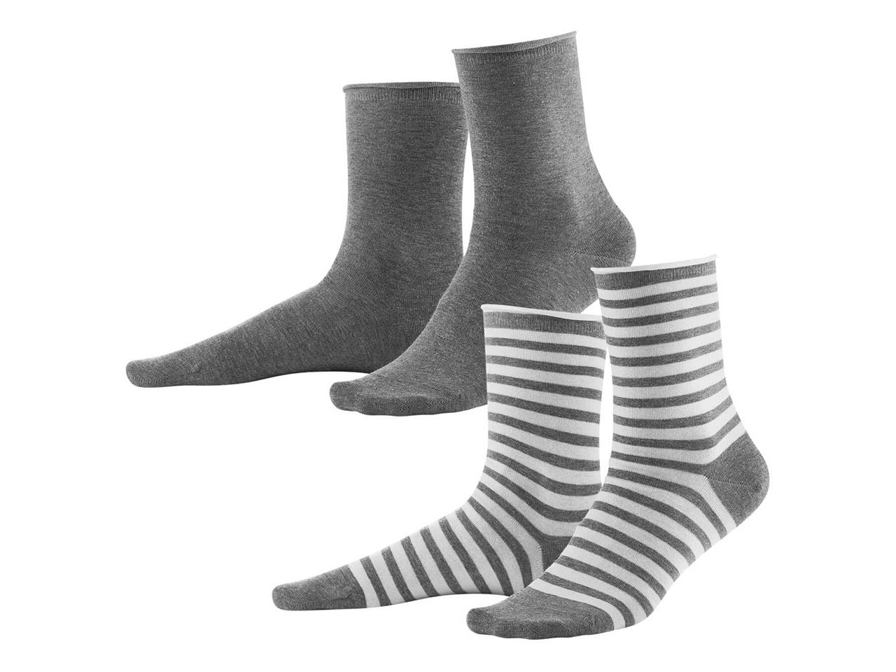 2er-Pack Living Crafts Bio-Damen-Socken "Alexis" stone grey melange, Gr. 39/42