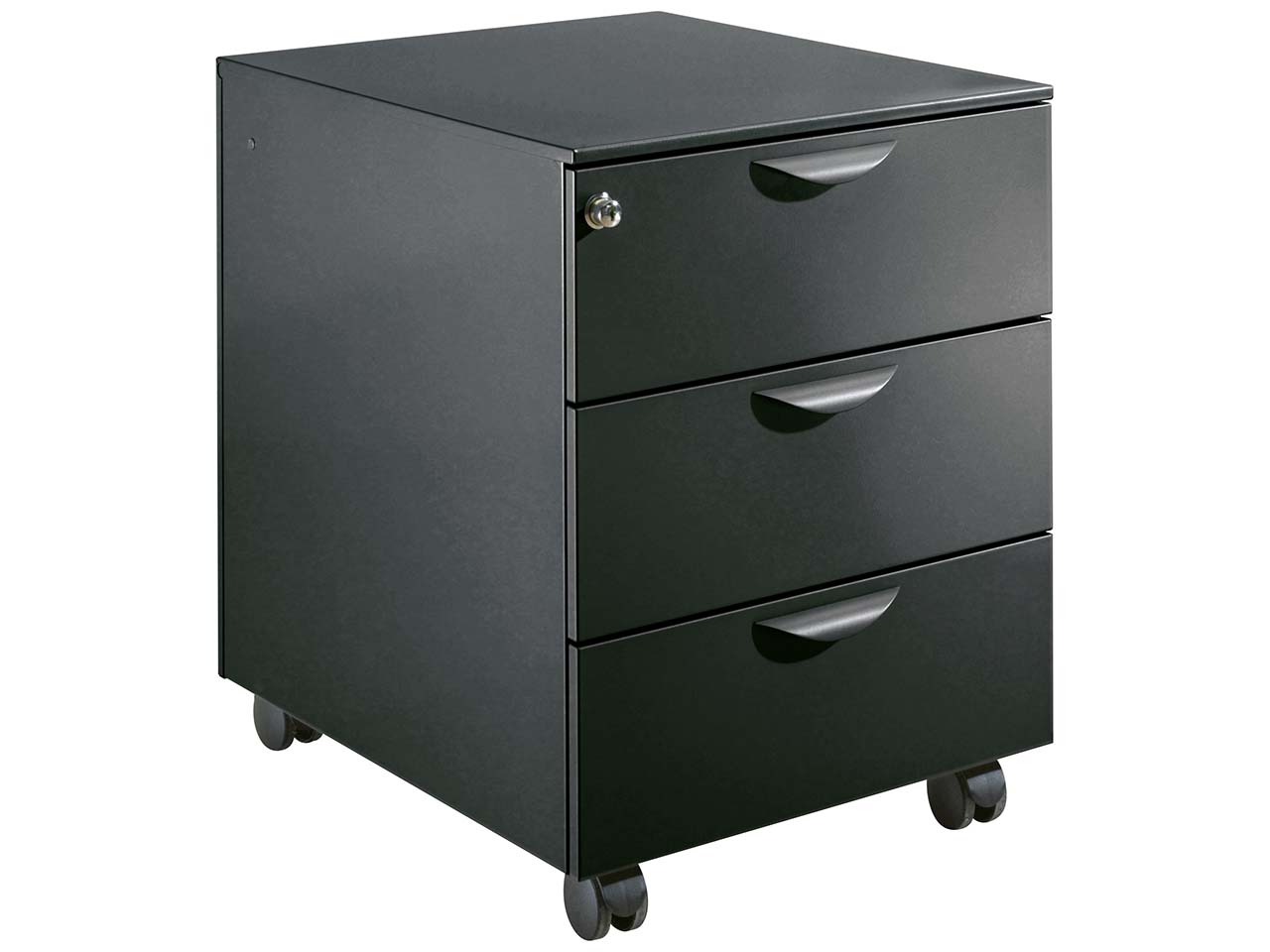 Rollcontainer "Basic" 3 Schübe, Blende Stahl, B 42 x T 52,4 x H 55,5 cm, schwarz