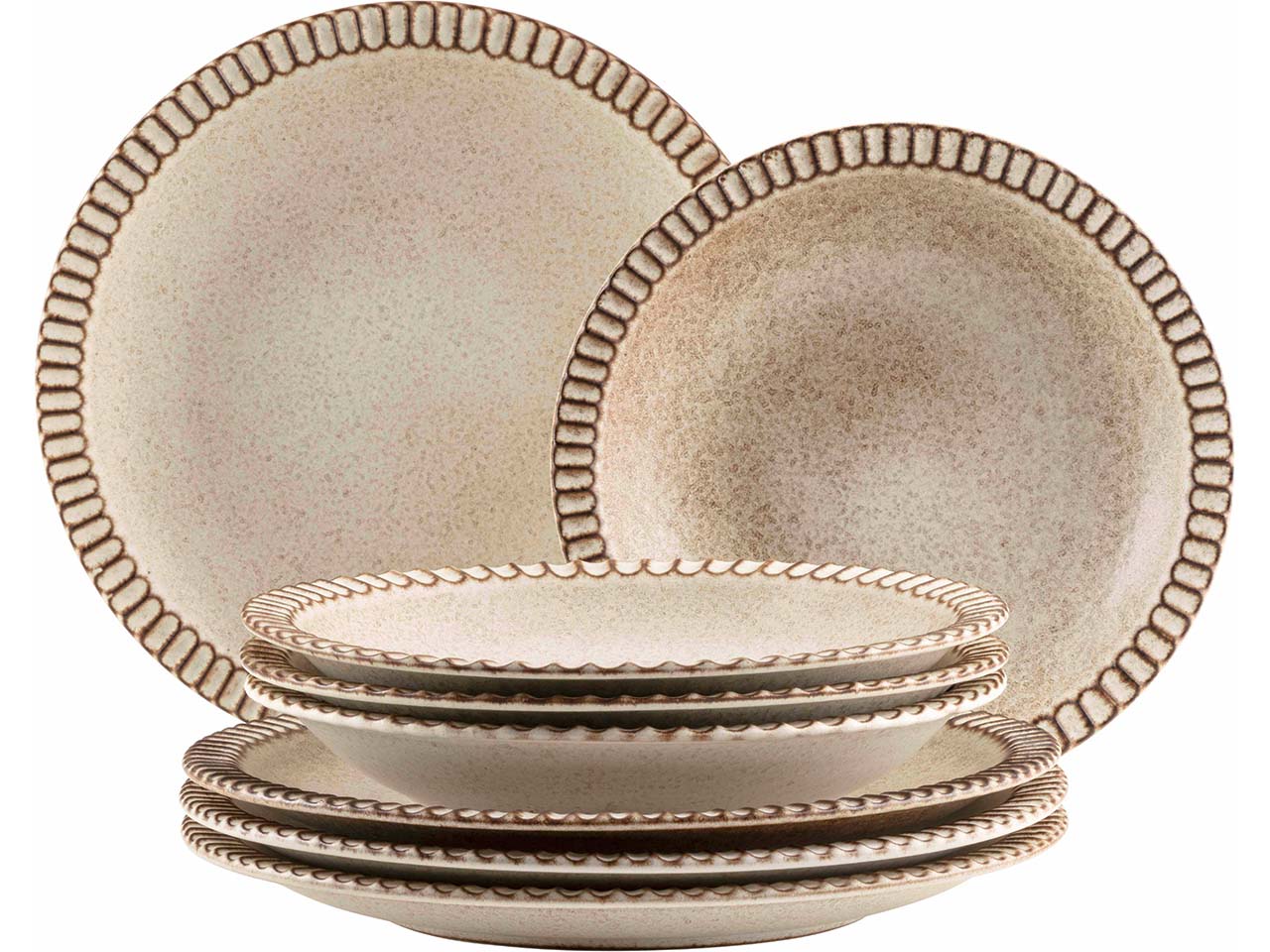 Mäser Teller Set 8-tlg. "Ida" Steinzeug, beige