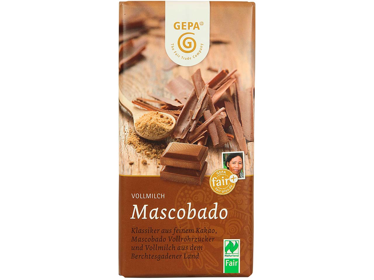 GEPA Bio-Vollmilch-Schokolade "Mascobado", 100 g