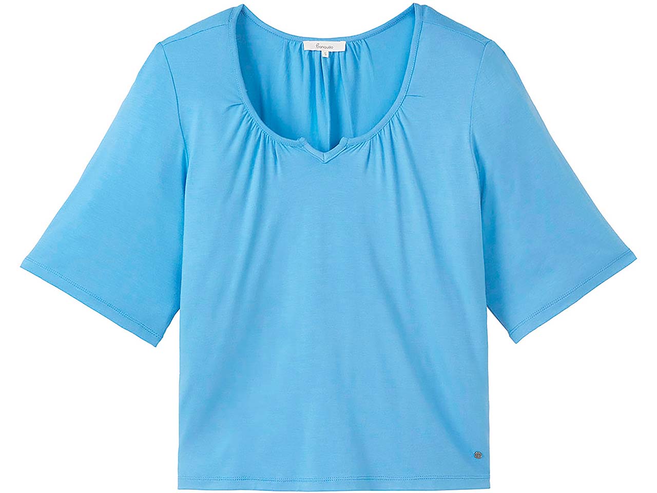 tranquillo Bio-Damen-T-Shirt mit raffiniertem Ausschnitt, marina, Gr. S