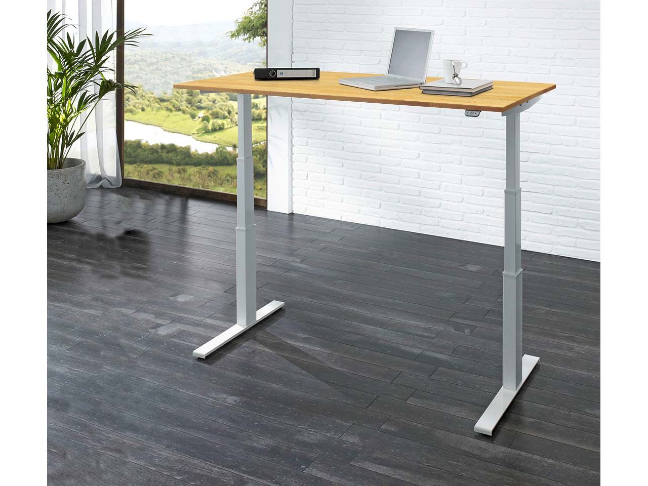 memo Sitz-/Stehtisch "Sit-Up" alusilber Buche massiv  (BxT) 160 x 80 cm