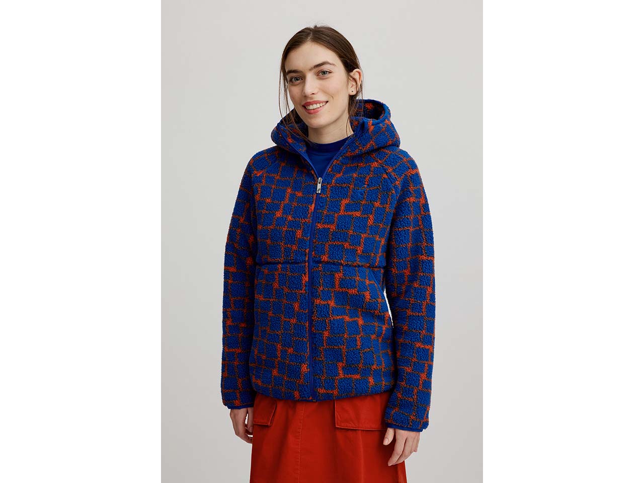 tranquillo Damen-Fleece-Jacke mit Vordertaschen, blue puzzle, Gr. M