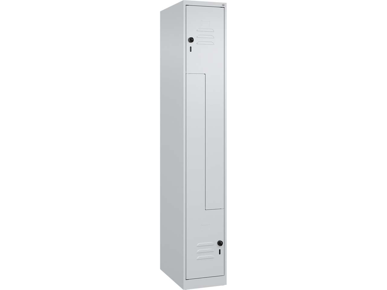 C+P Z-Spind Classic PLUS, 2 Fächer, 1850x300x500mm, Lichtgrau/Lichtgrau