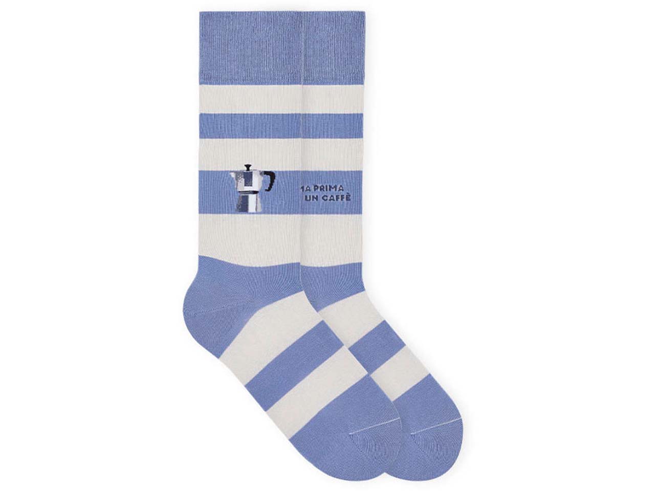 von Jungfeld Bio-Socken "Ma Prima Un Caffe", taubenblau, Gr. 43/46